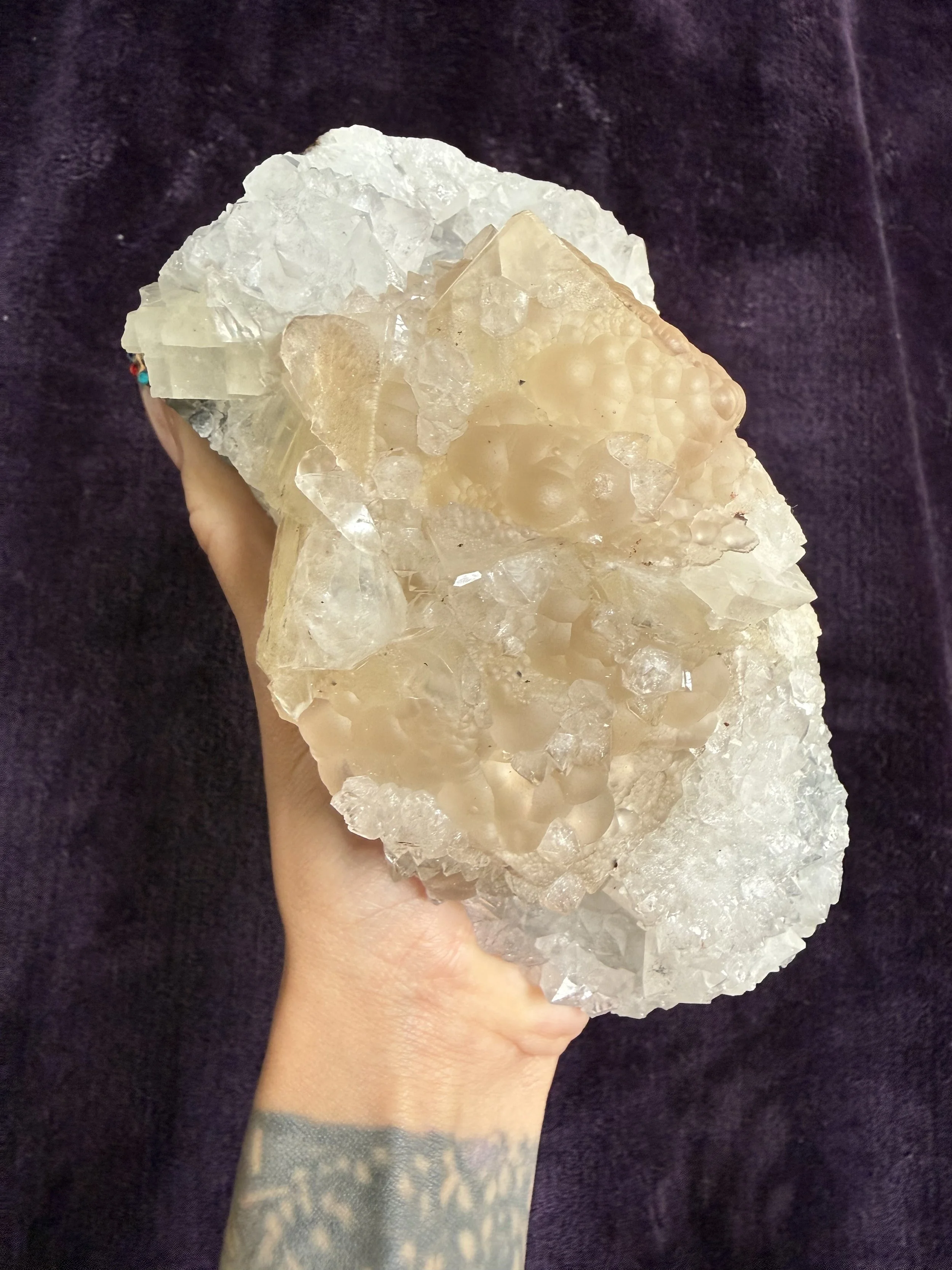 Apophyllite, Calcite & Botryoidal Fluorite Specimen