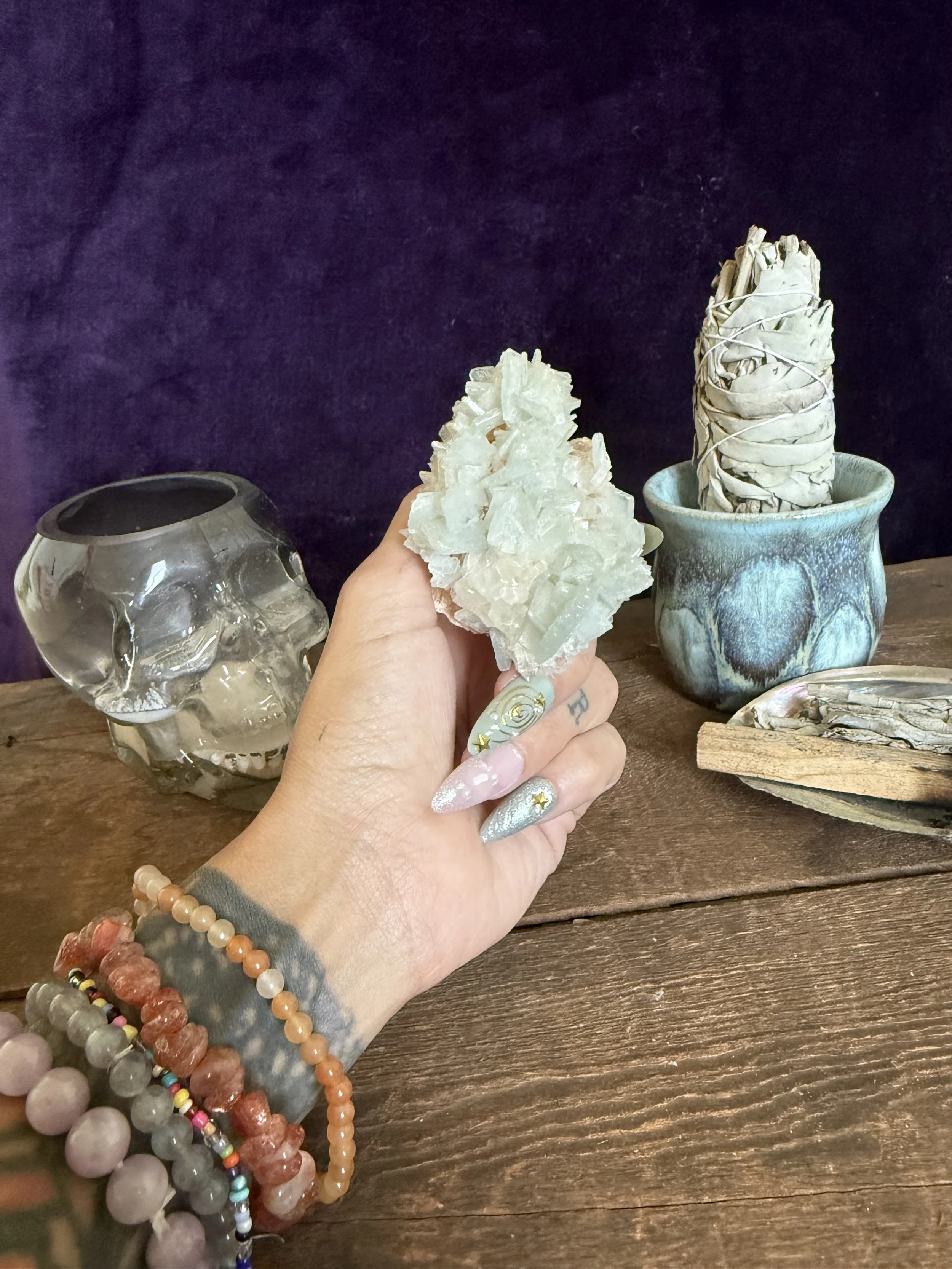 Blue Barite & Calcite on Matrix