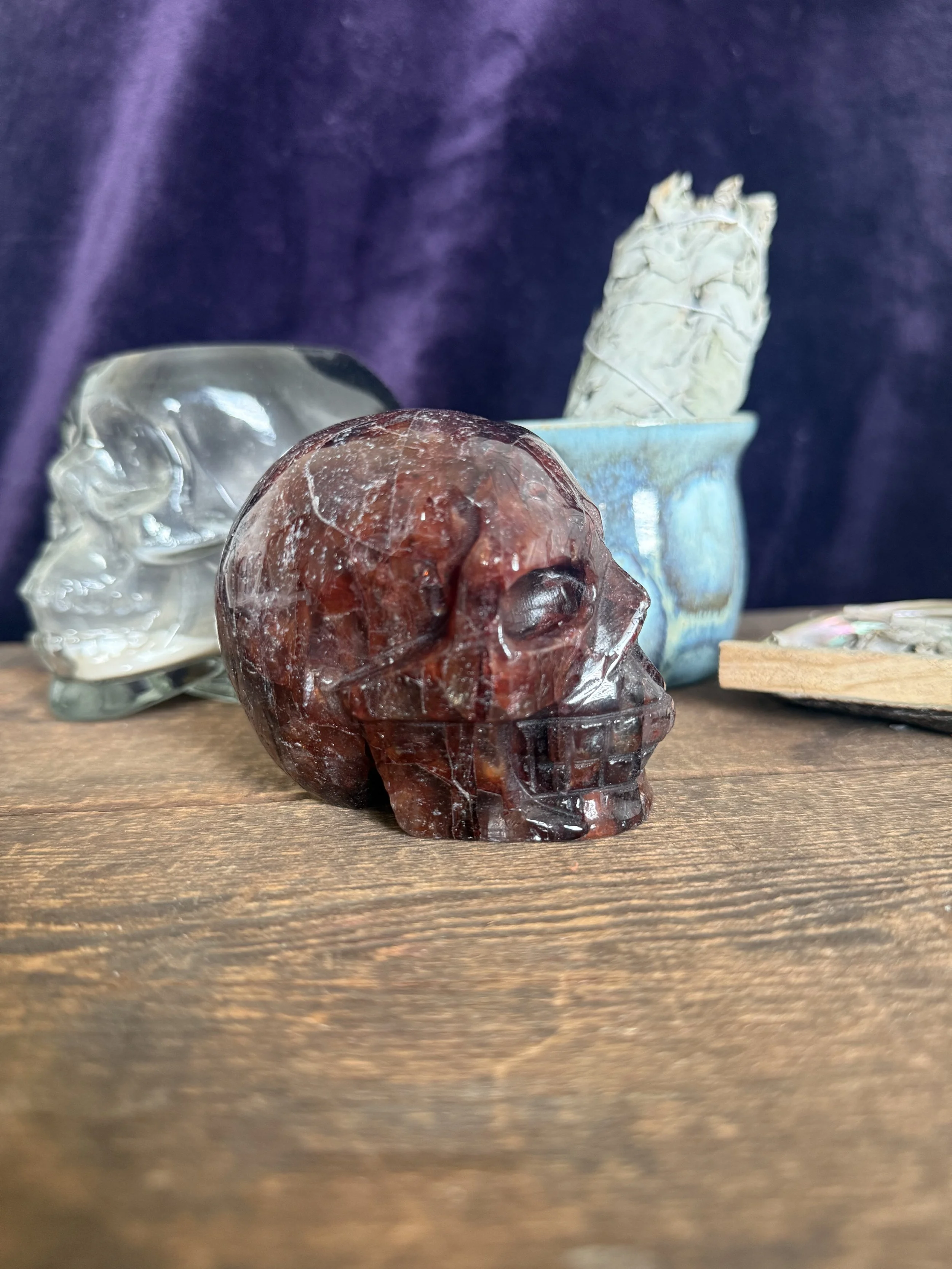 Fire Quartz Skull Carving B