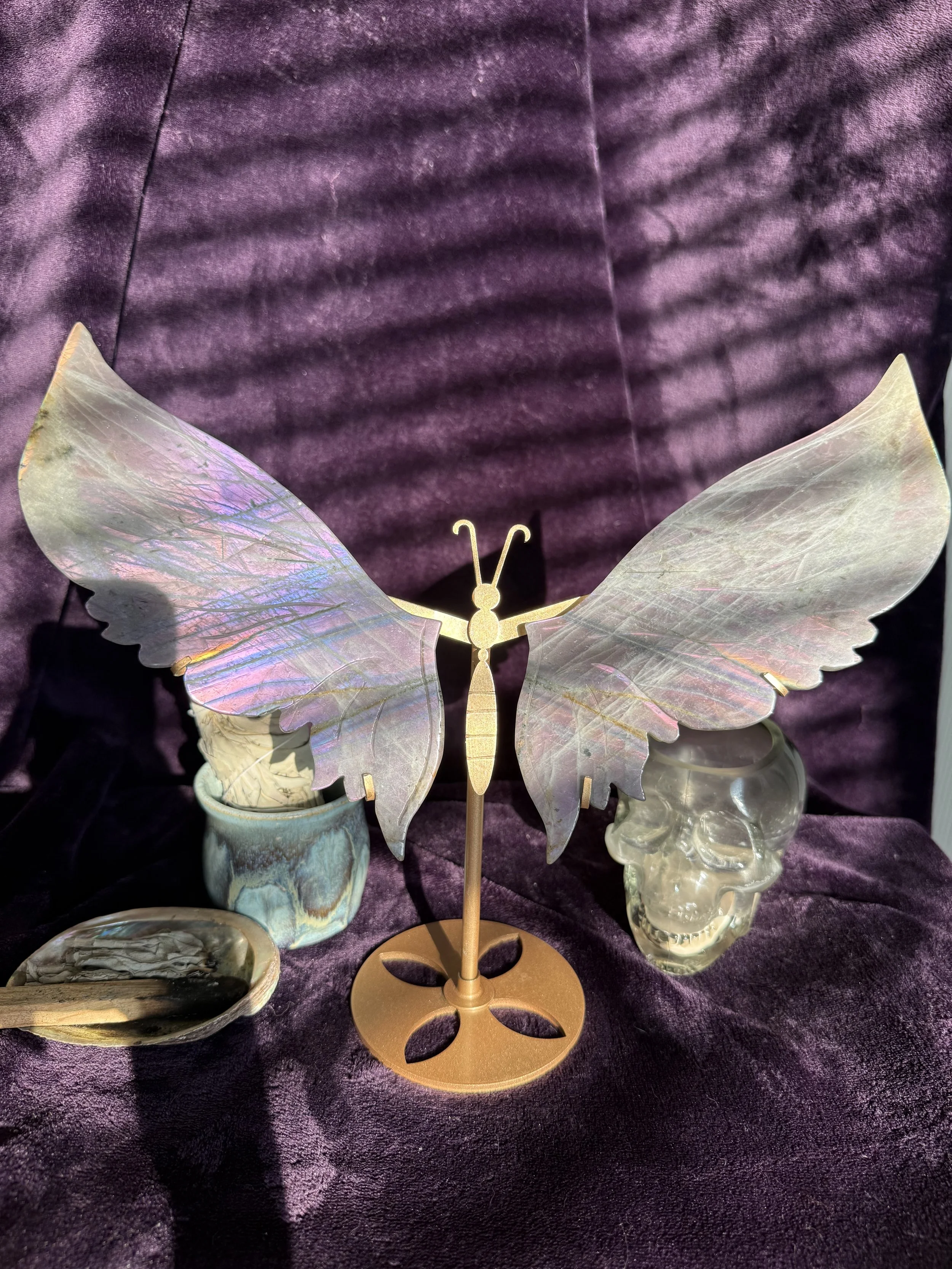 Labradorite Butterfly Wings on Stand