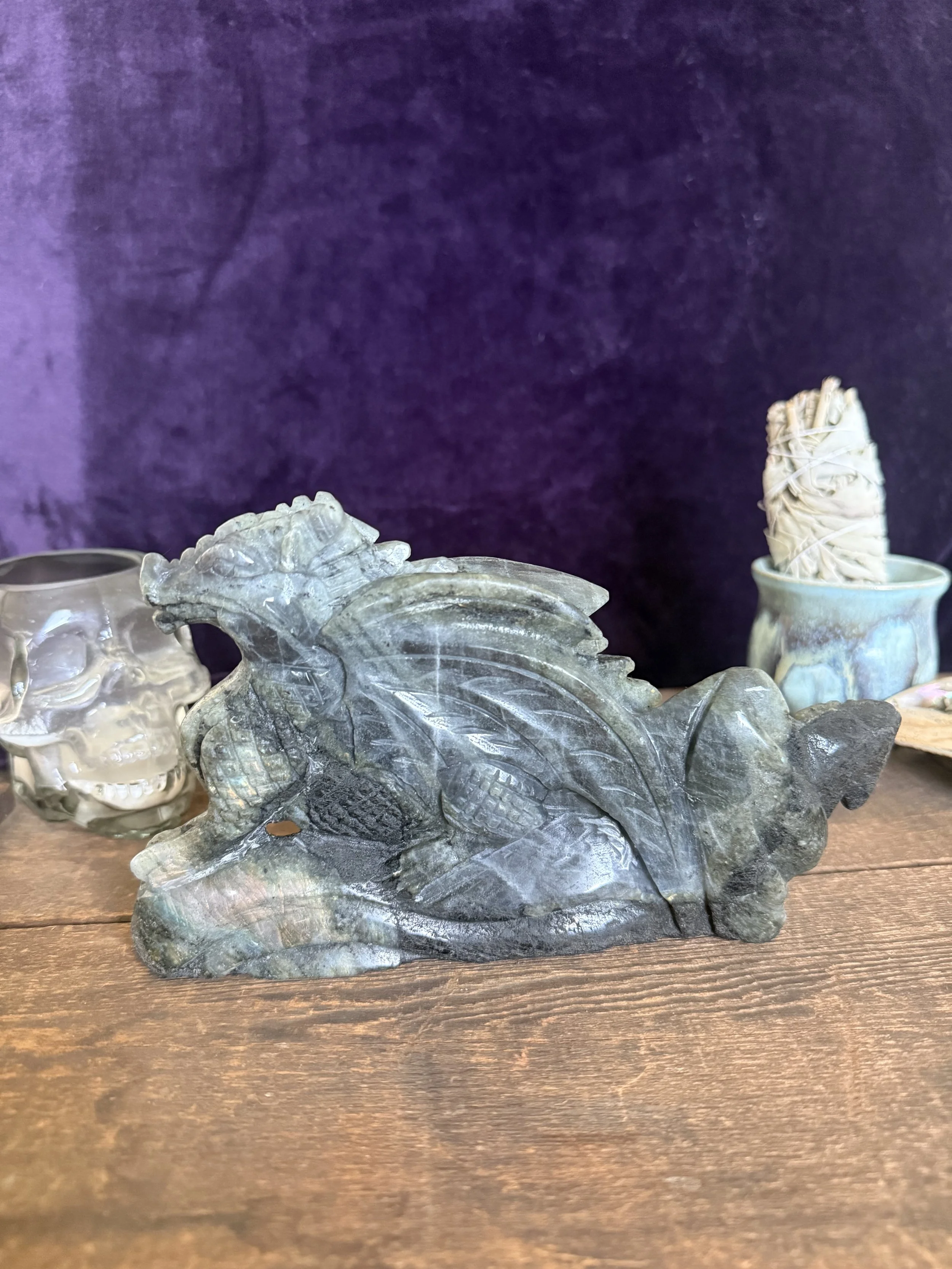 Labradorite Dragon Carving A