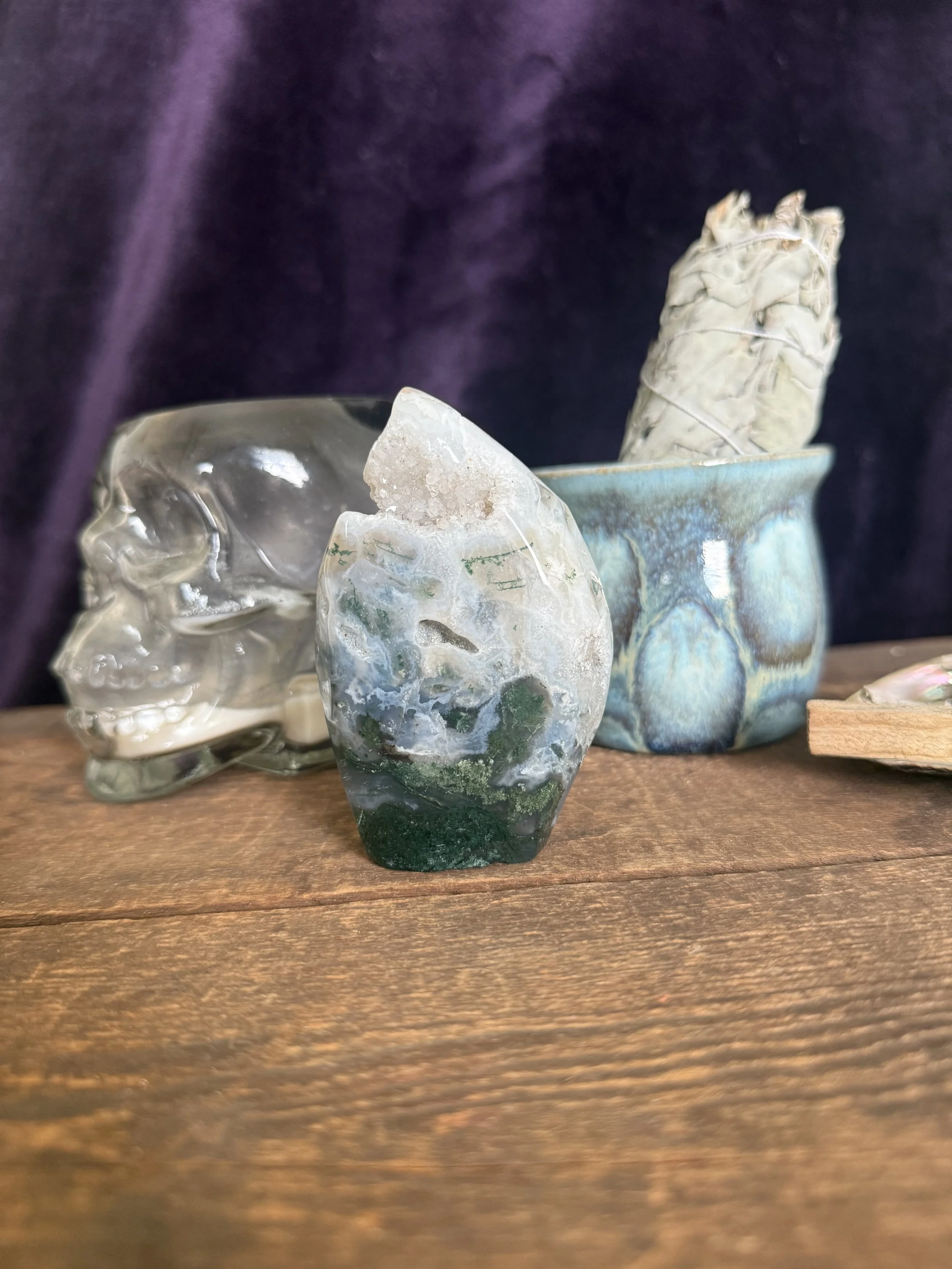 Druzy Moss Agate Freeform
