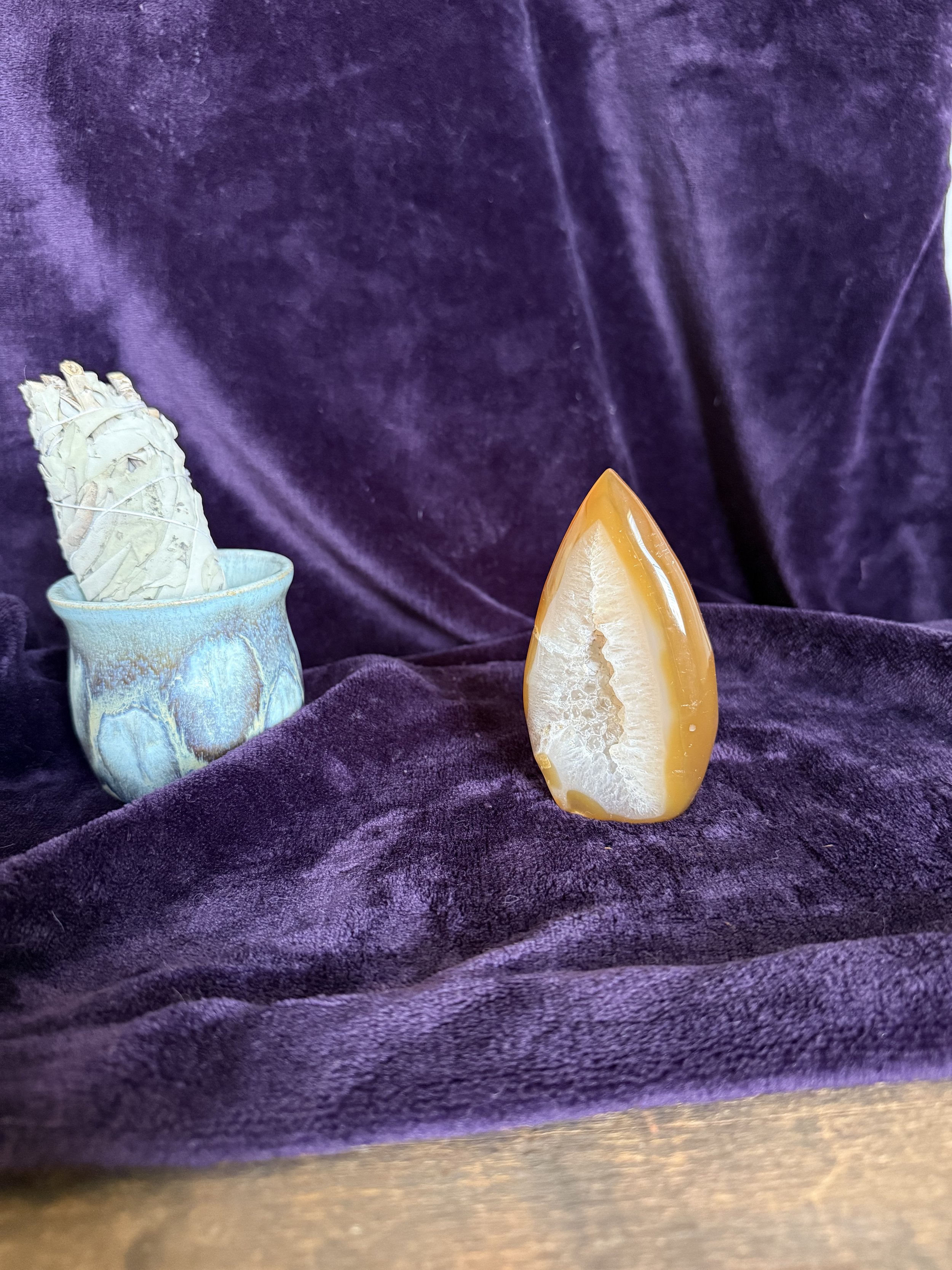 Druzy Golden Agate Flame