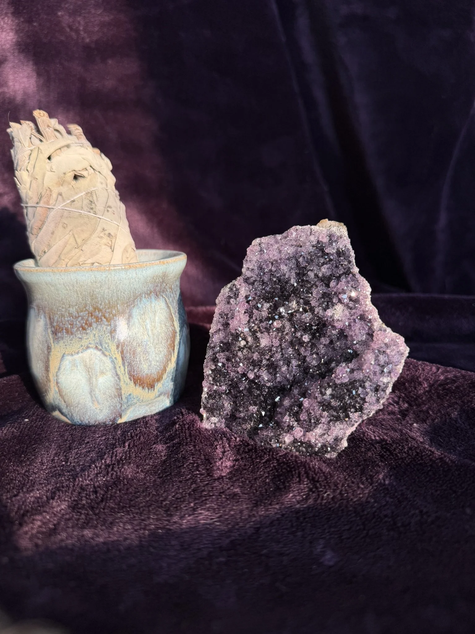 Deep Purple Brazilian Amethyst Druzy Cut Base