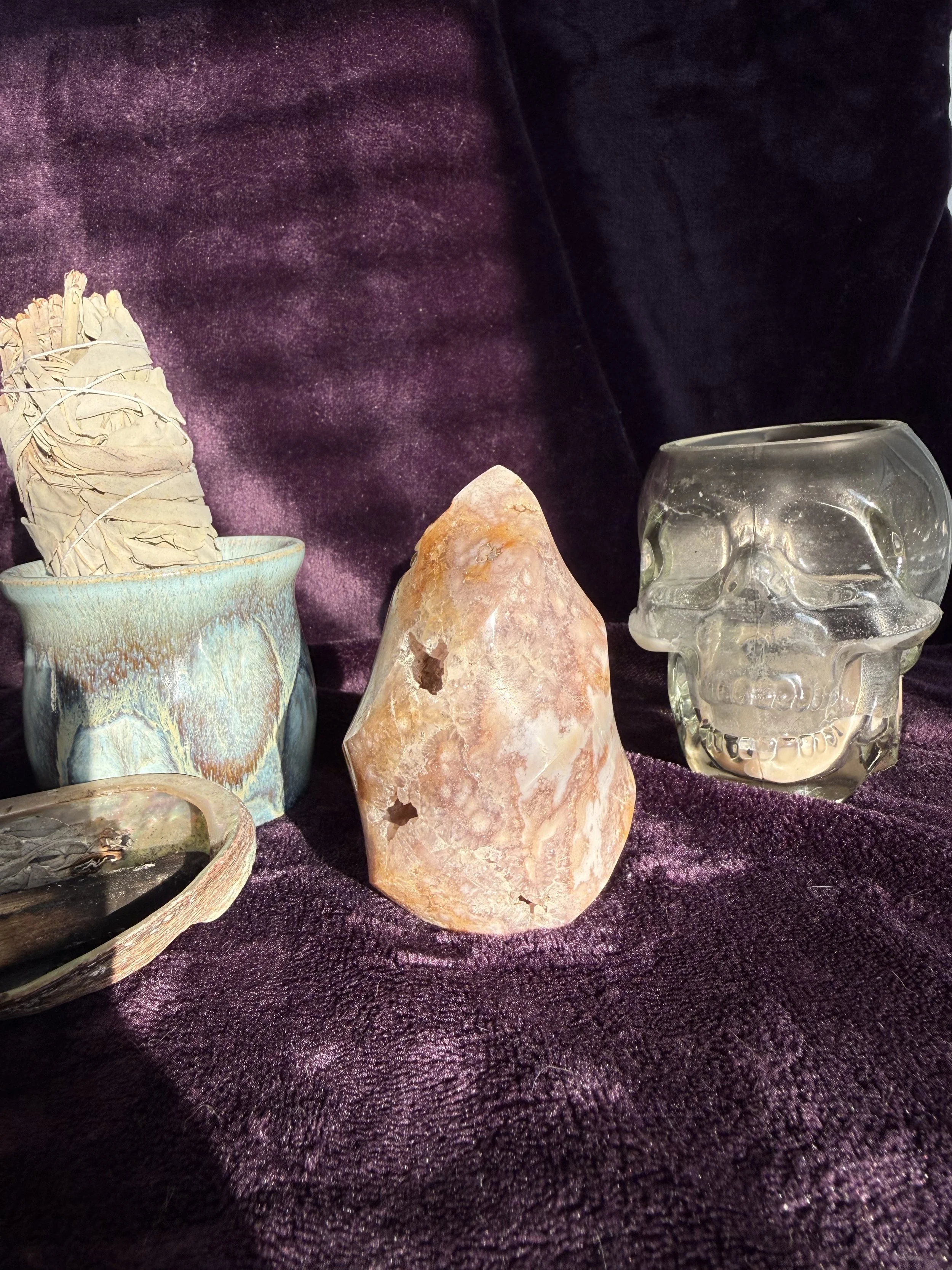 Pink Amethyst + Flower Agate Flame