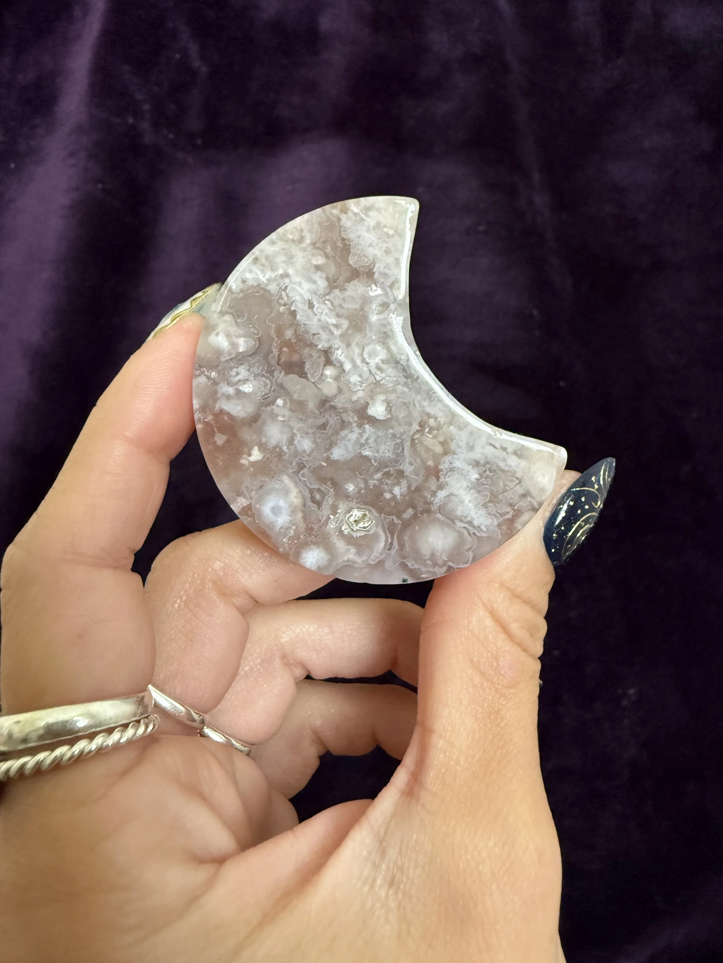 Flower Agate Mini Moon