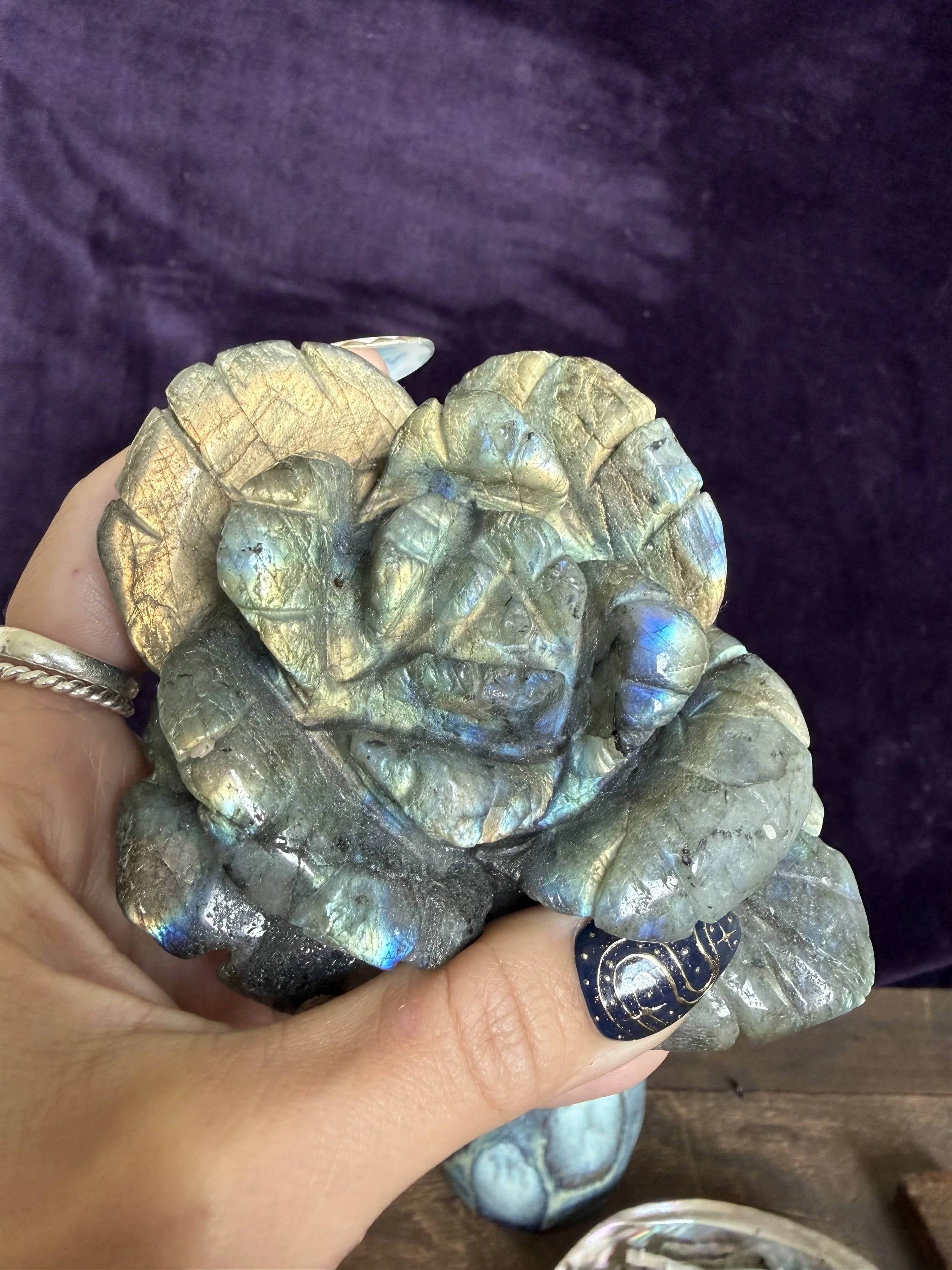 Labradorite Flower Carving