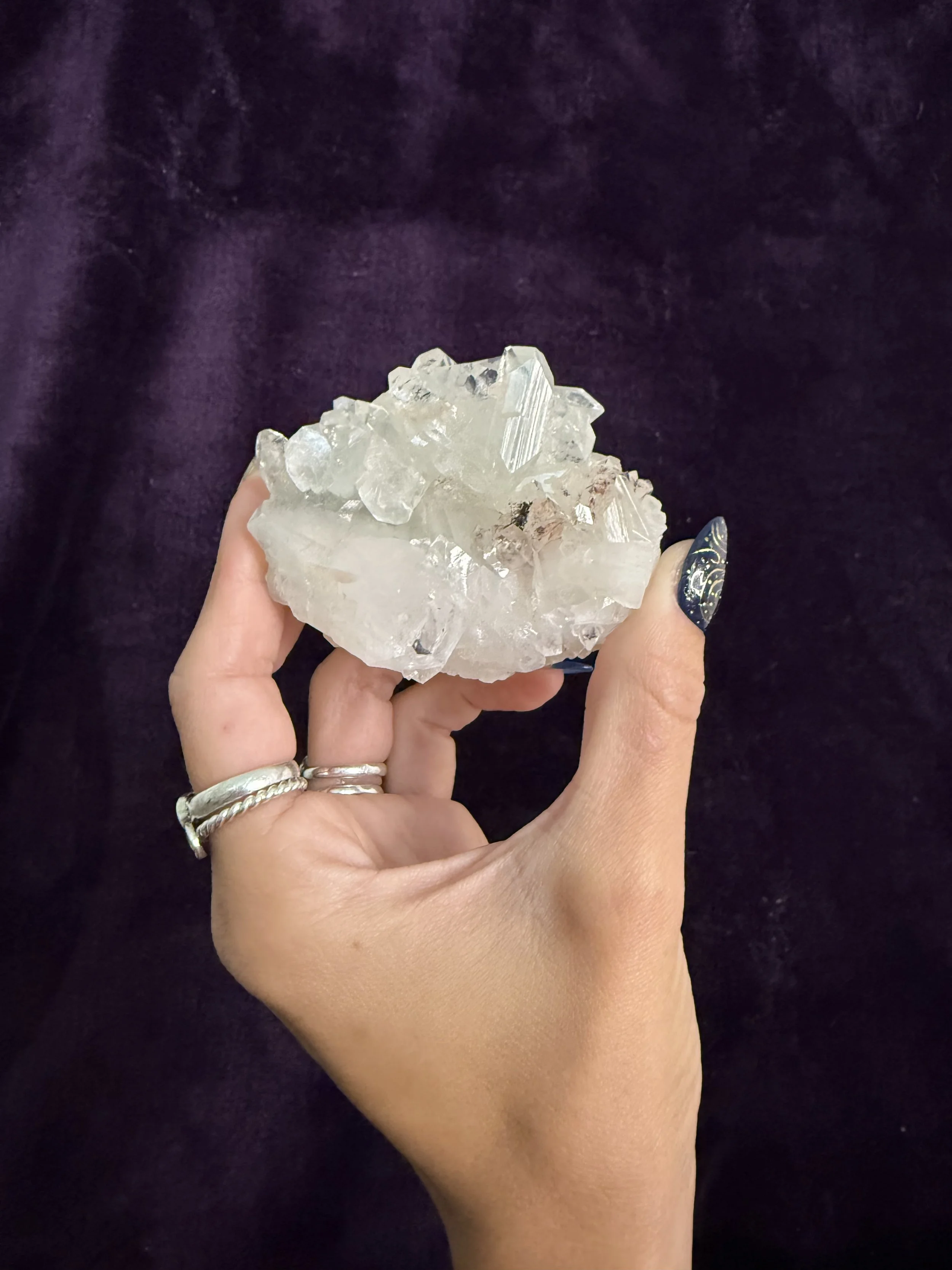 Apophyllite on Calcite with Hematite Inclusions