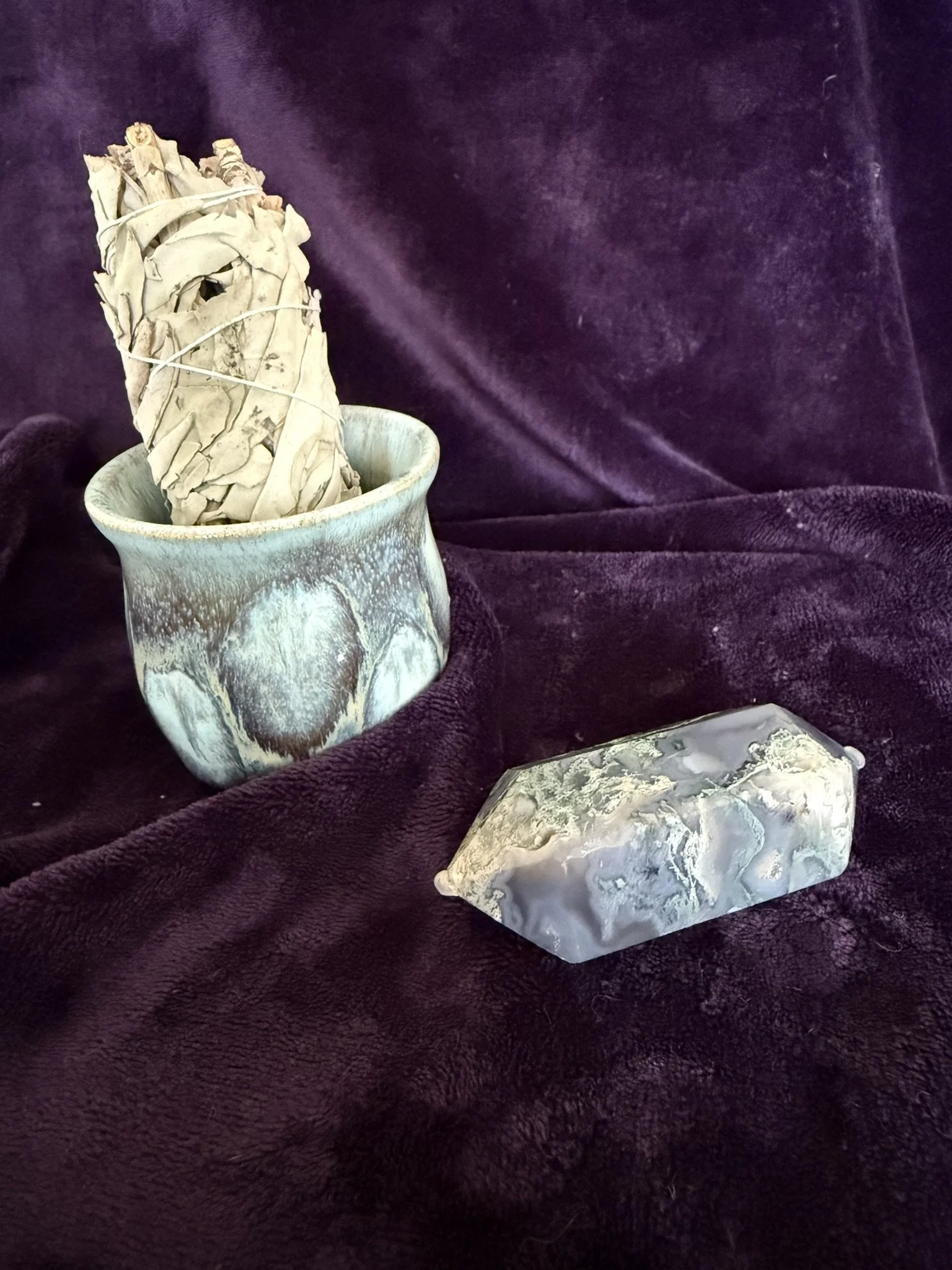 Double-Terminated Moss Agate Point