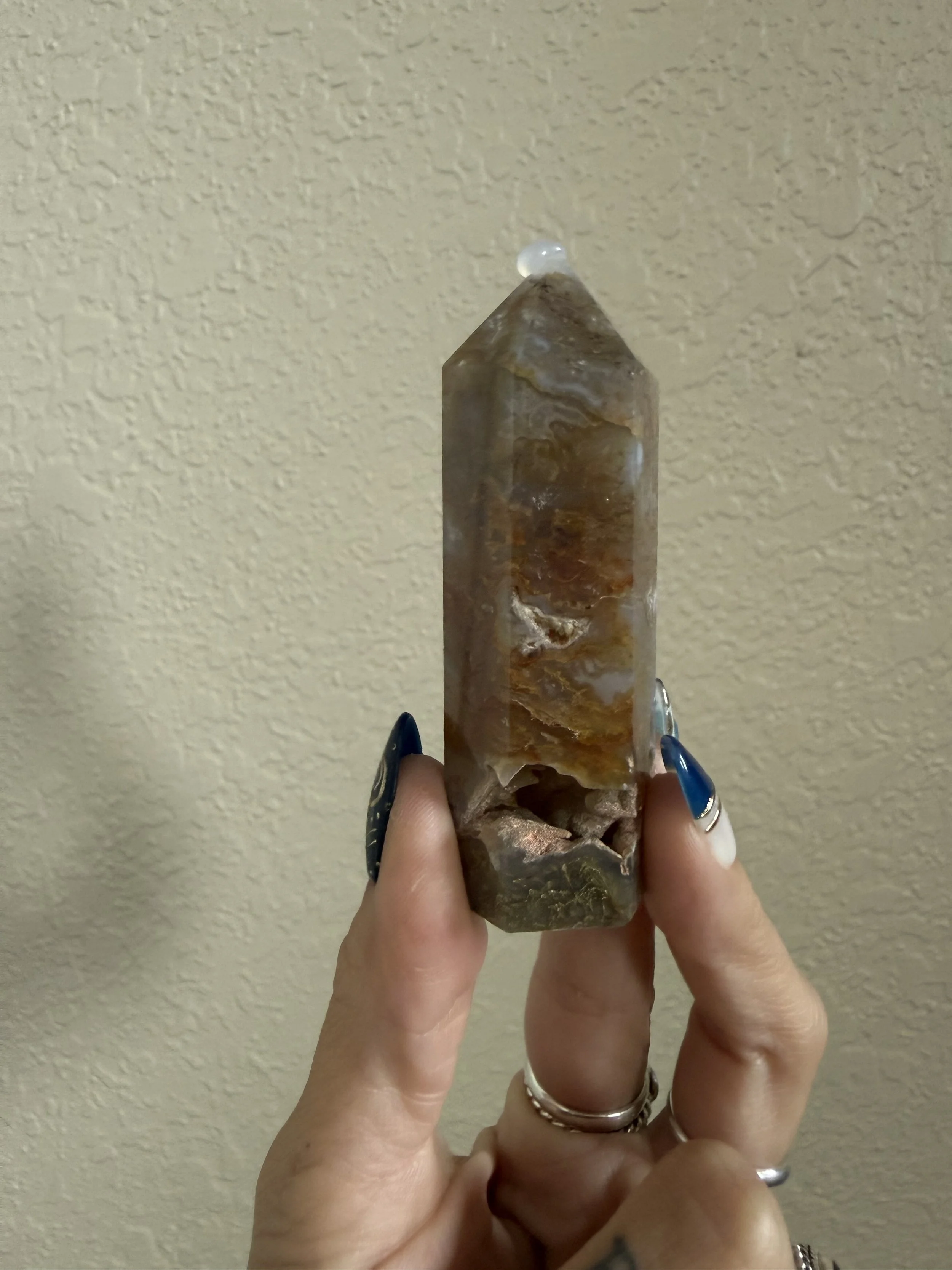 Blue Moss Agate Tower