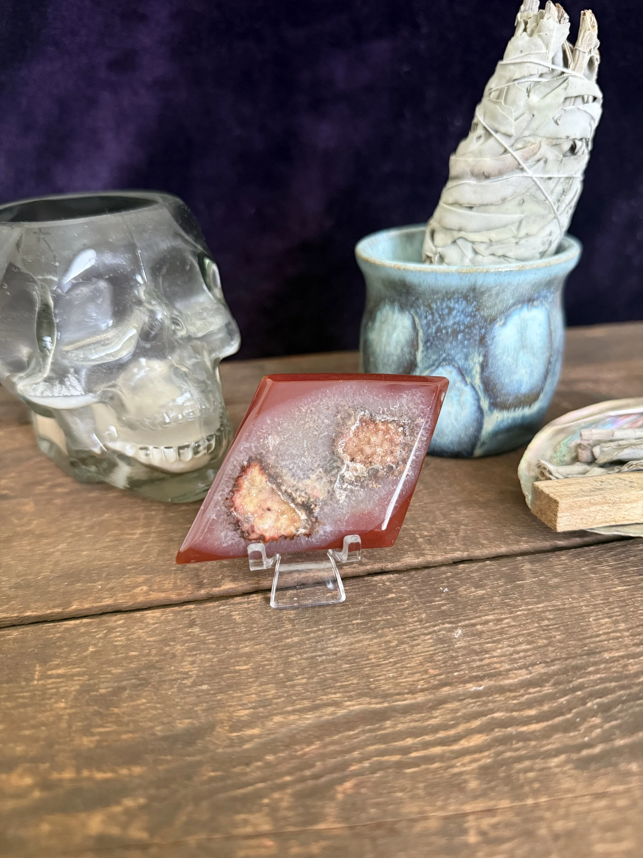 Carnelian Druzy Diamond A