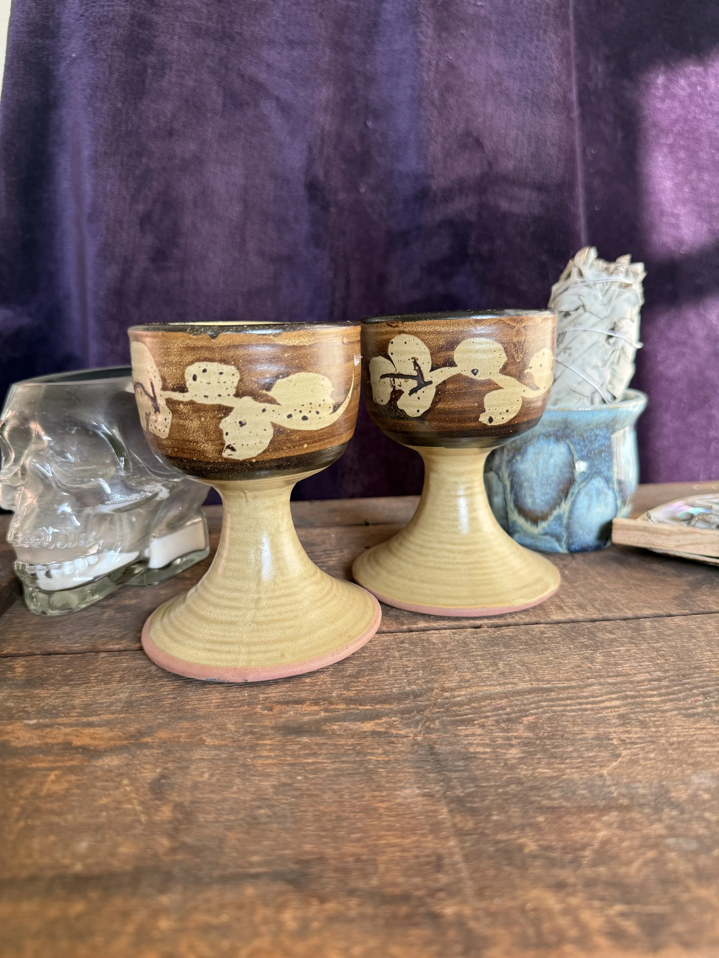 Vintage Stoneware Goblets | Matching Pair