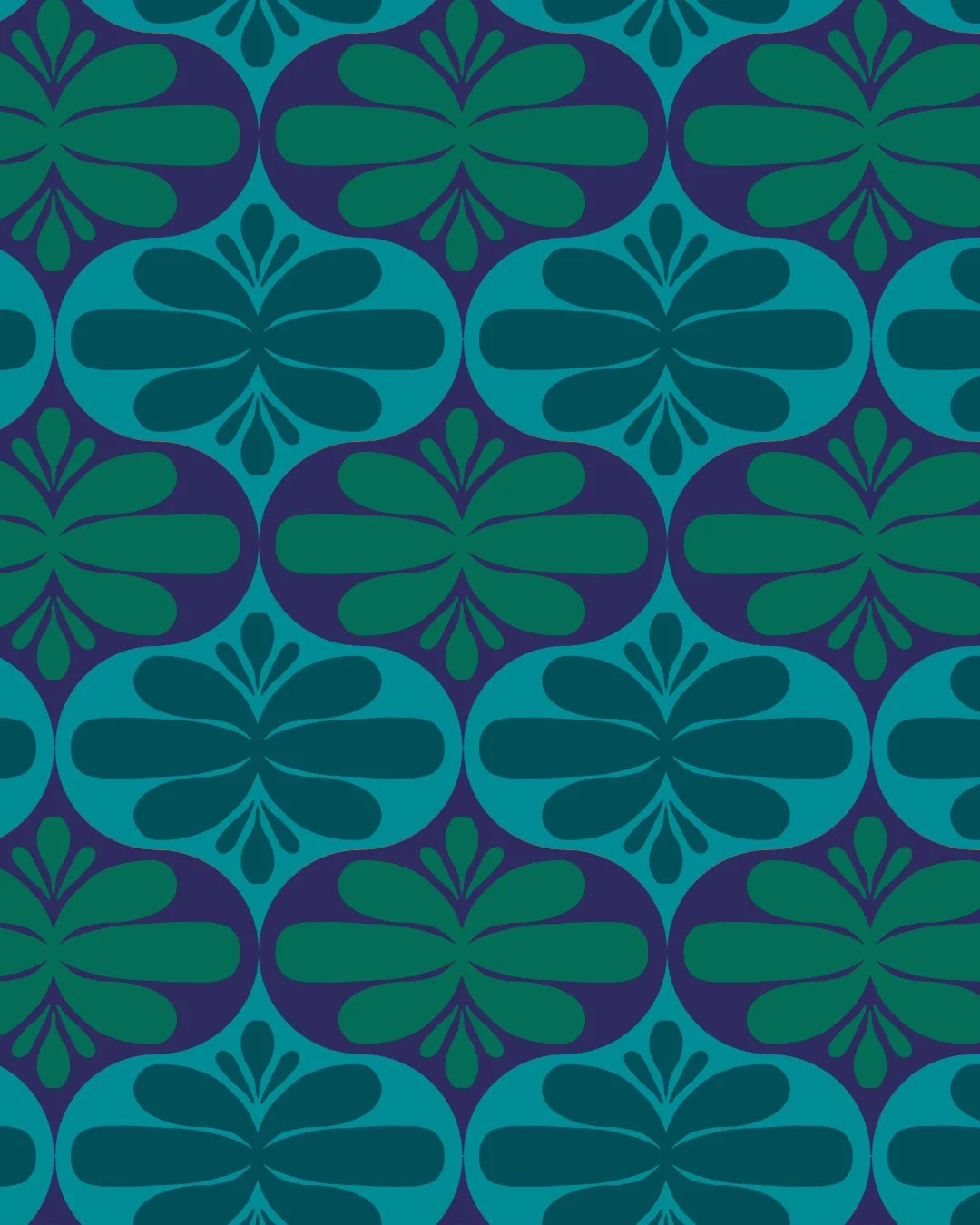 Teal Ogee Flower