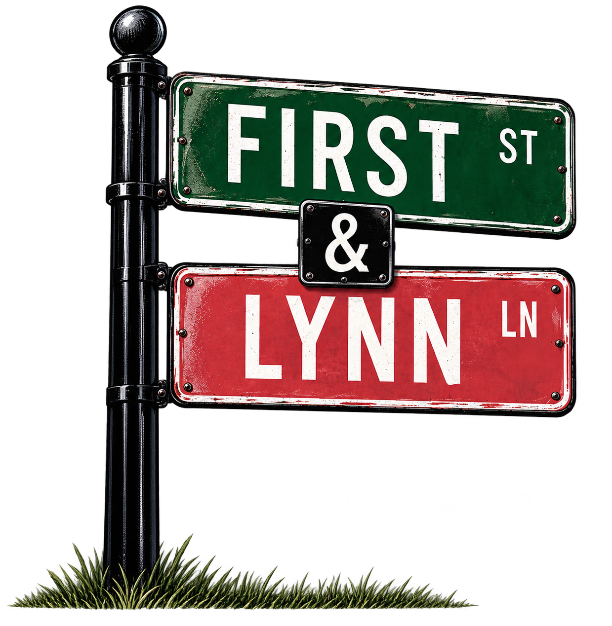 Intersection signs one says 1st the other says Lynn