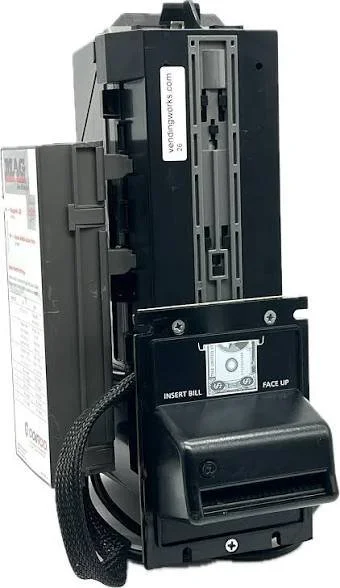 Commercial bill acceptor and bill feeder machine used in vending or kiosk systems.