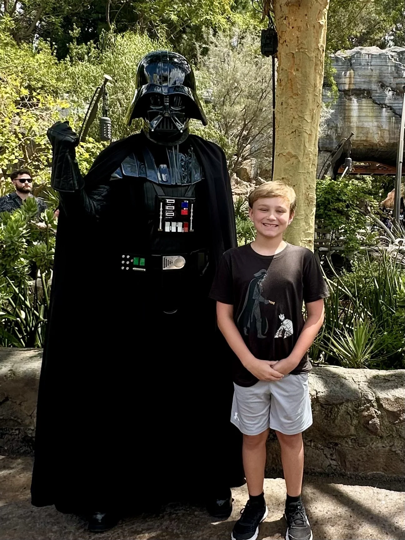 Meeting  Darth Vader from Star Wars: Galaxy's Edge at Disneyland in California.