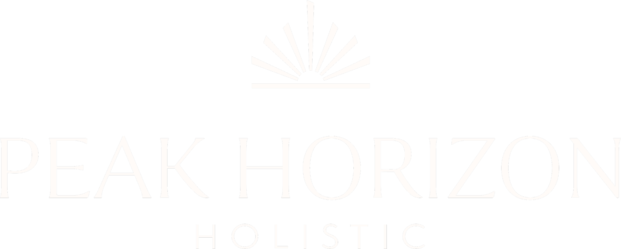 Logo for Peak Horizon Holistic with a stylized sunrise or horizon above the text.