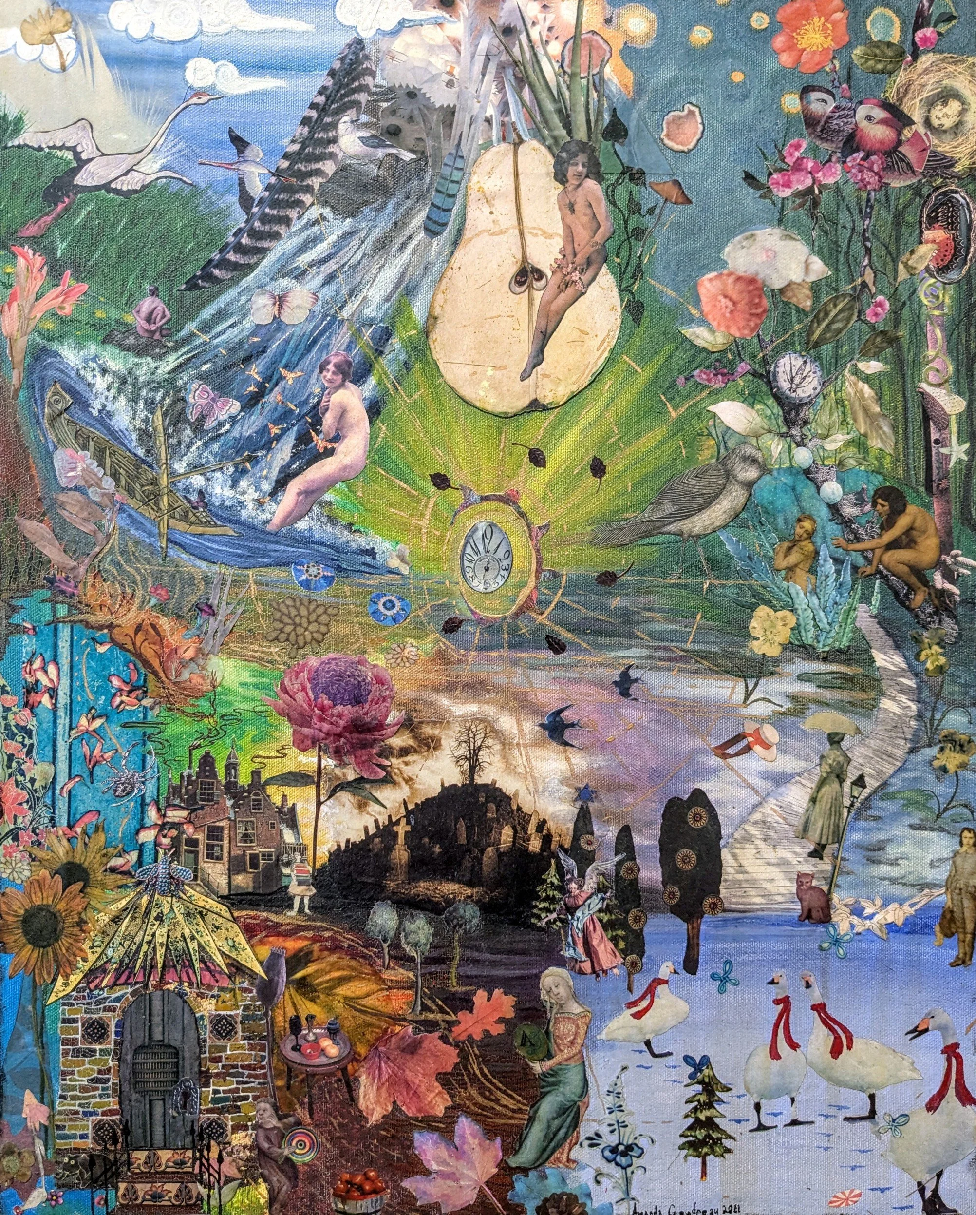 "Four Seasons"
Mixed-media collage and watercolor
16" x 20"
2011