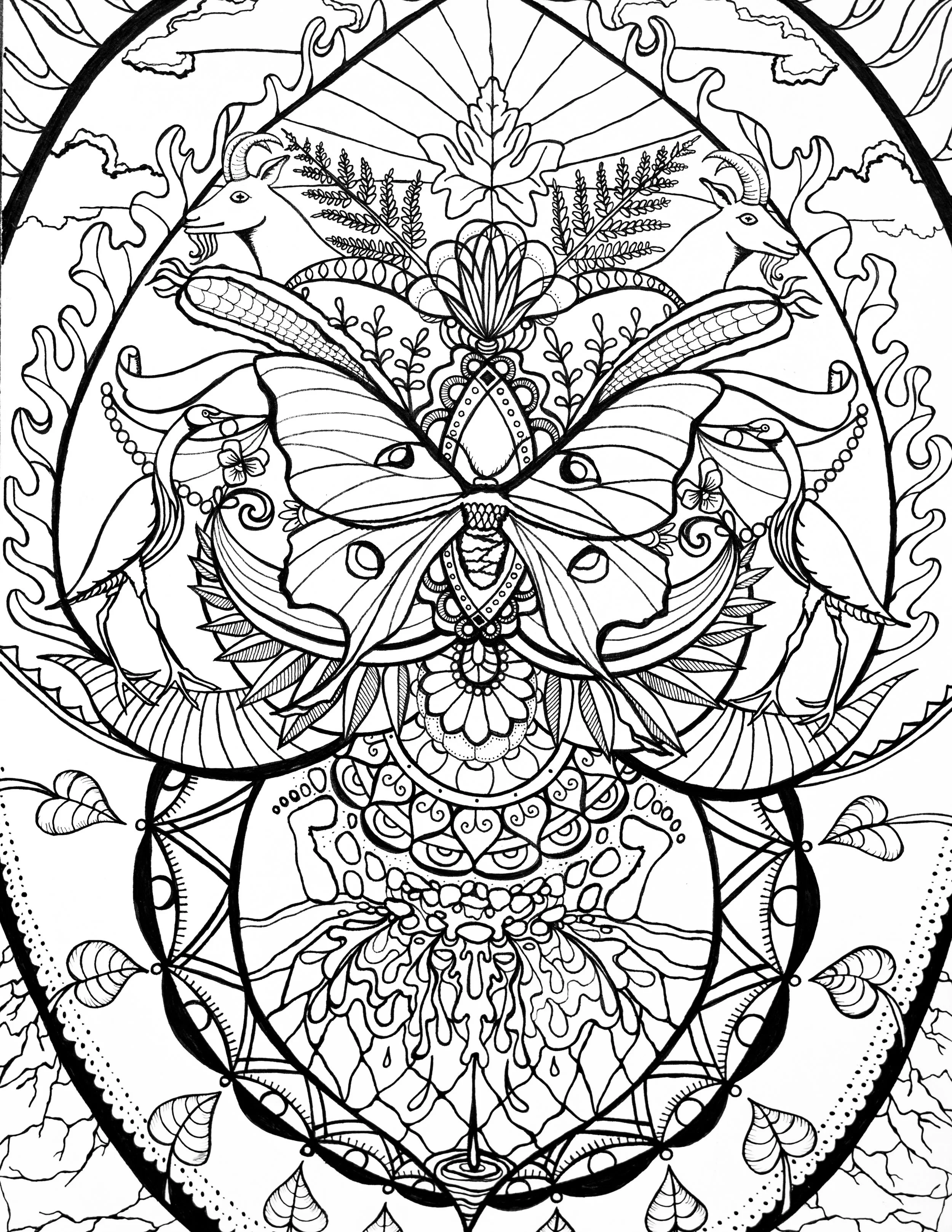 "Mandala no. 2"
Pen and ink on paper
9" x 12"
2016