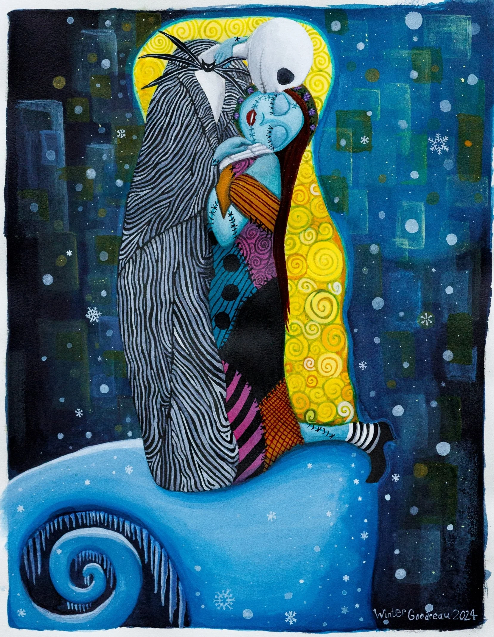 "The Kiss Before Christmas", a parody
Charcoal and India ink on  paper
11" x 14"
2024