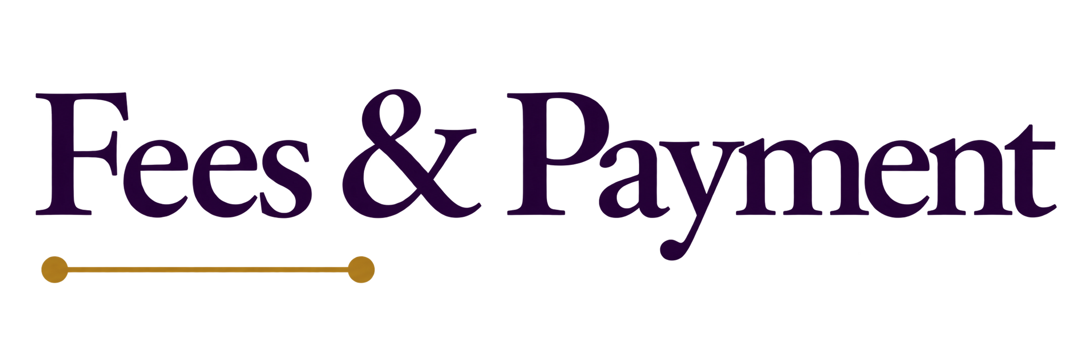 Logo for Fees & Payment with stylized purple text and an orange dollar sign icon.