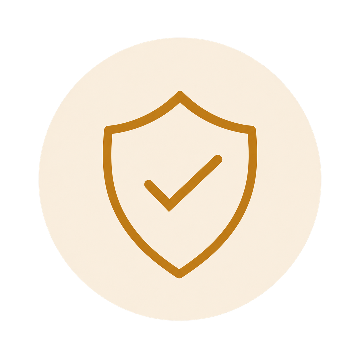 Shield icon with a checkmark inside indicating security or protection.