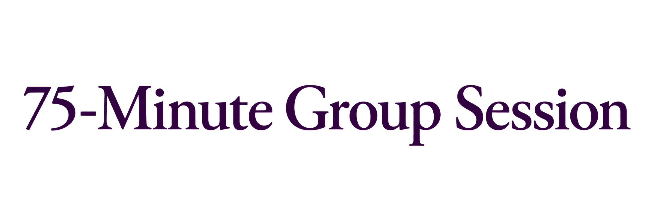 Text reads '75-Minute Group Session' with purple letters on a black background.
