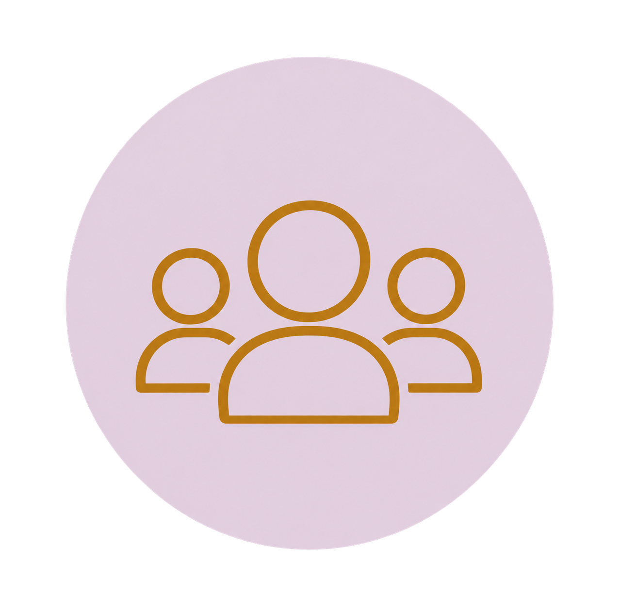 Icon of three person outlines representing a group or community.