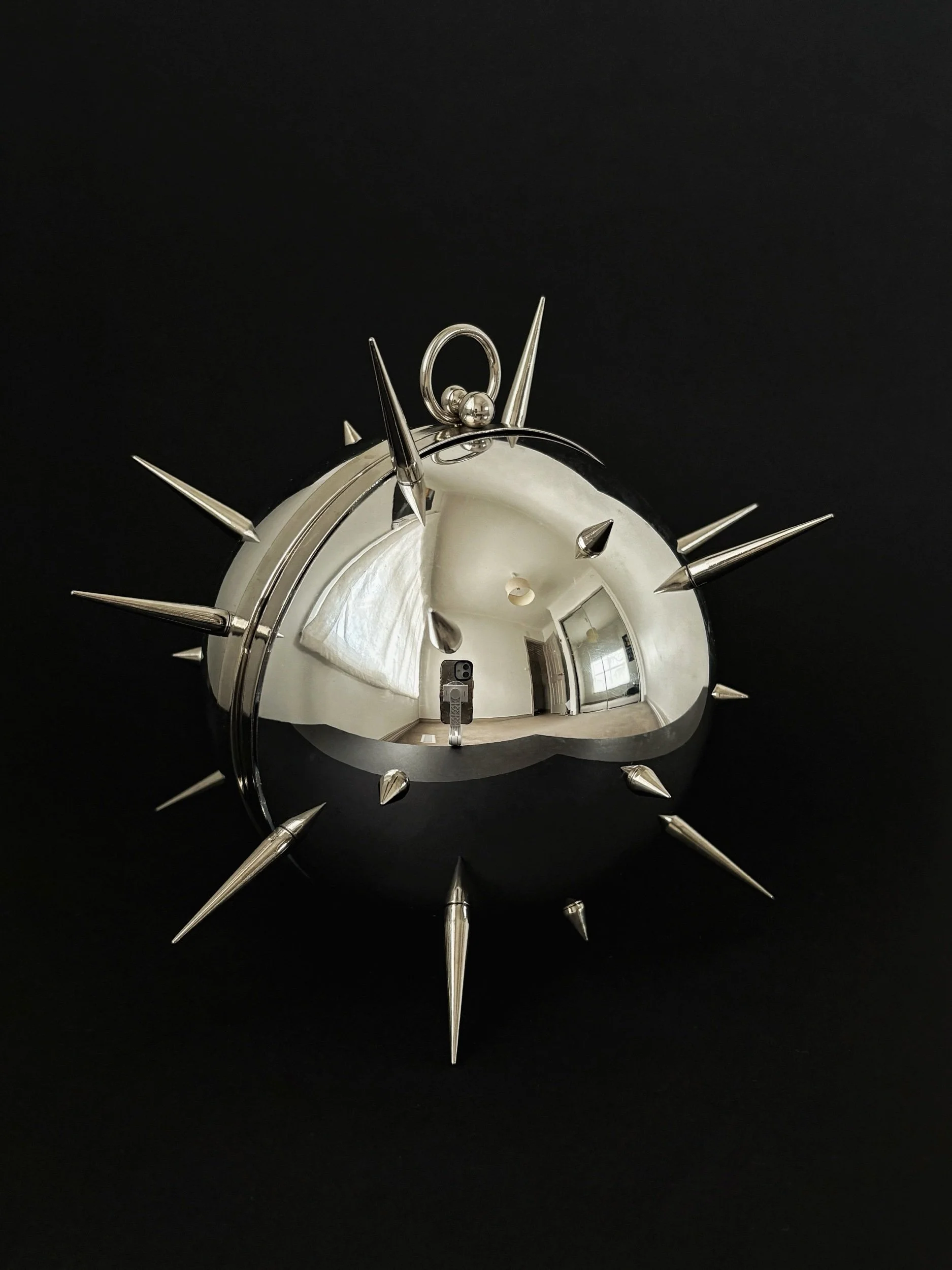 Spiked MORNINGSTAR chrome flail studded mace hand bag