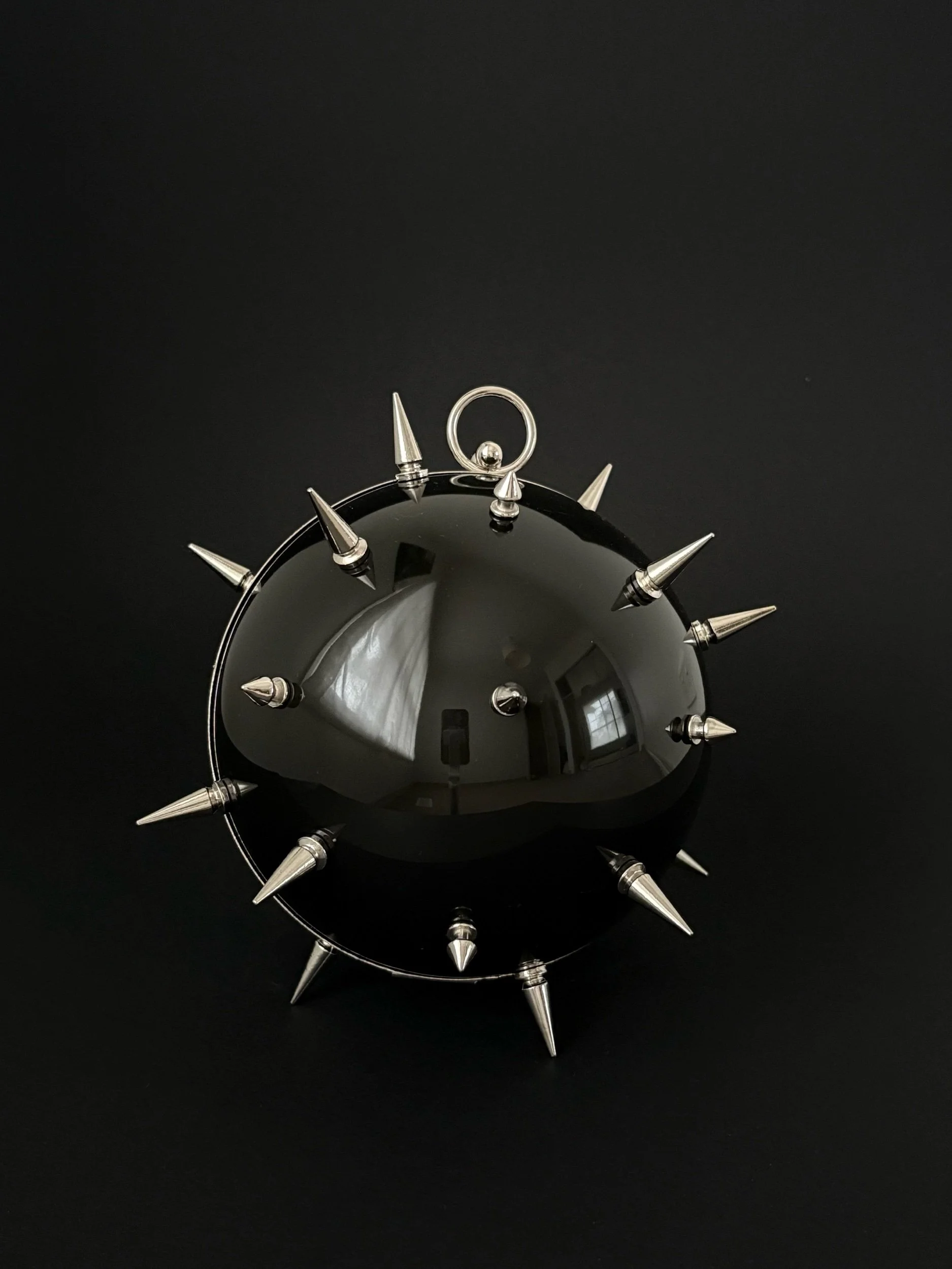 Spiked MORNINGSTAR black onyx studded flail hand bag