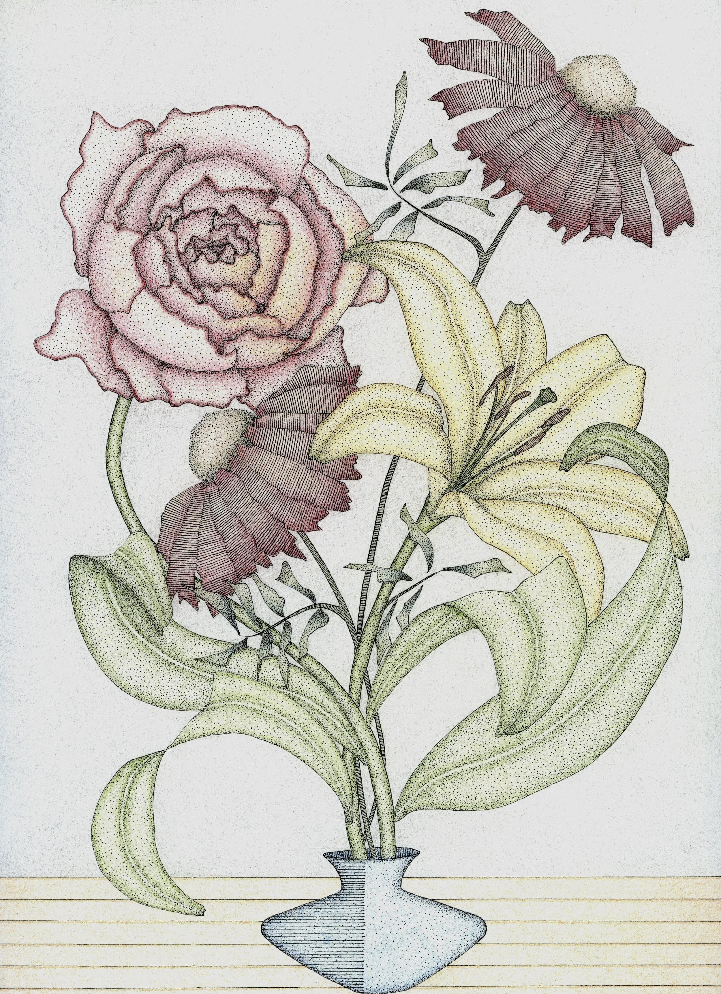Bouquet, Pink, Green & Red