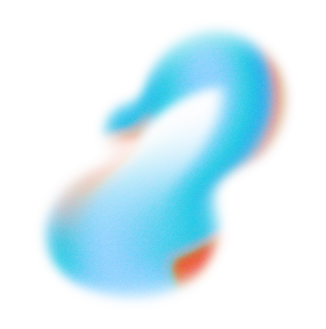 Abstract digital art with flowing, organic shapes in blue and orange hues on a black background.