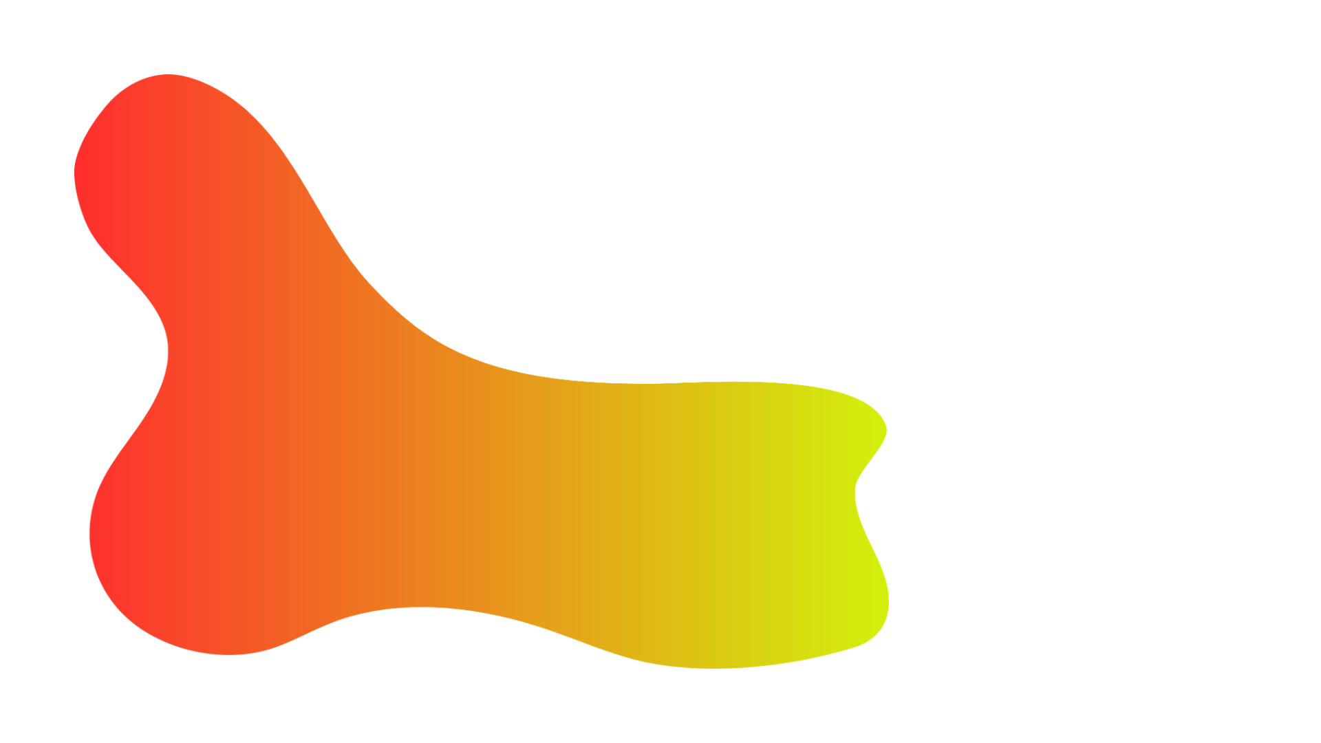 A colorful, abstract shape with a gradient of red, orange, yellow, and brown, resembling a stylized, flowing ribbon or splash.