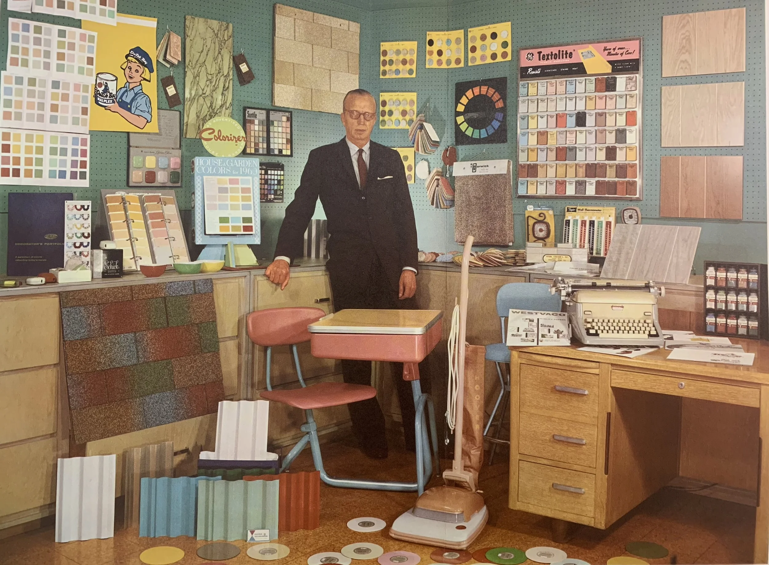 Faber Birren surrounded by color theory tools