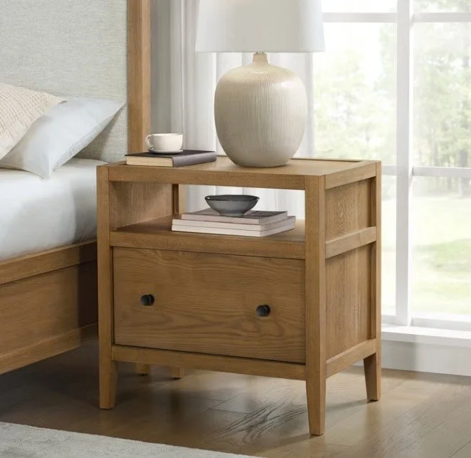 Avalon 1-Drawer Wood Nightstand – Modern Natural Wood Style (Brand New in Box!)