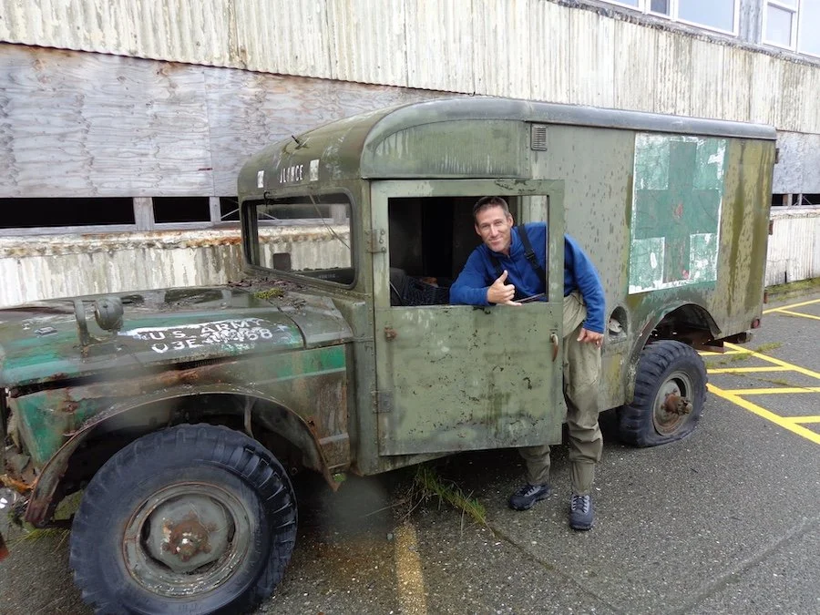 Doug and Army Vehicle.JPG