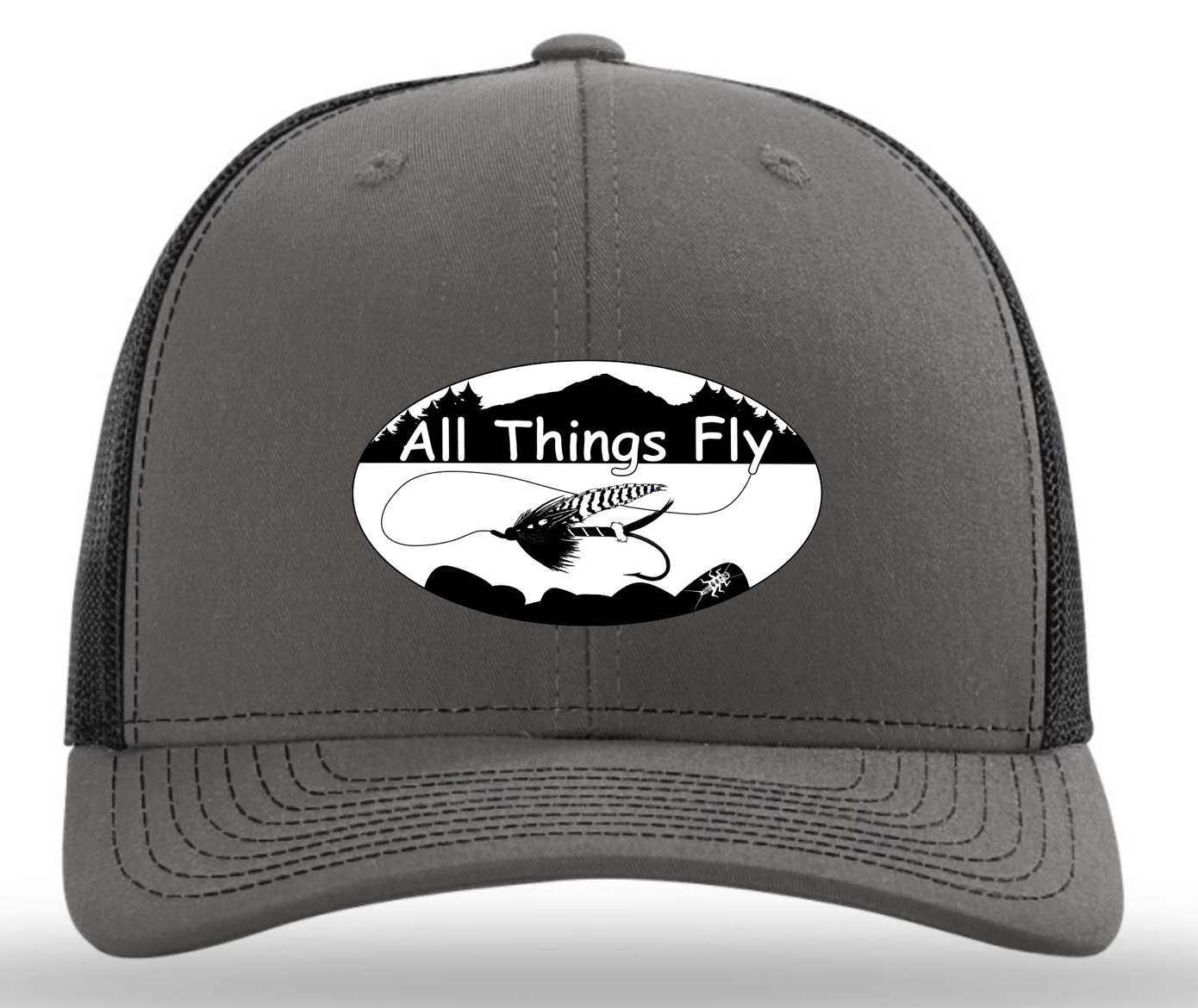 Richardson Trucker Hat (Front Logo) - Charcoal:Black.png
