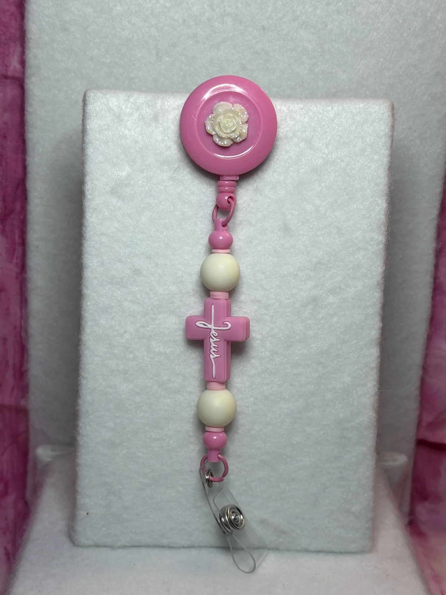 Pink Grace & Glory Jesus Badge Reel