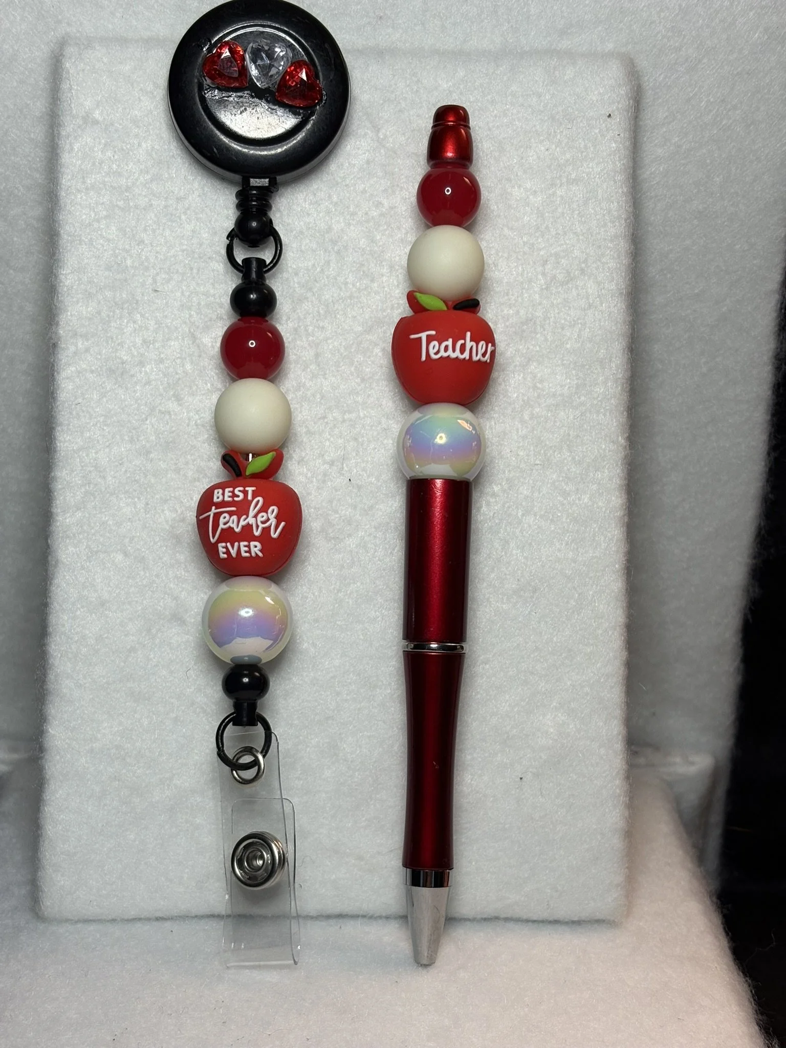 Teacher Appreciation Apple Badge Reel & Pen Set
