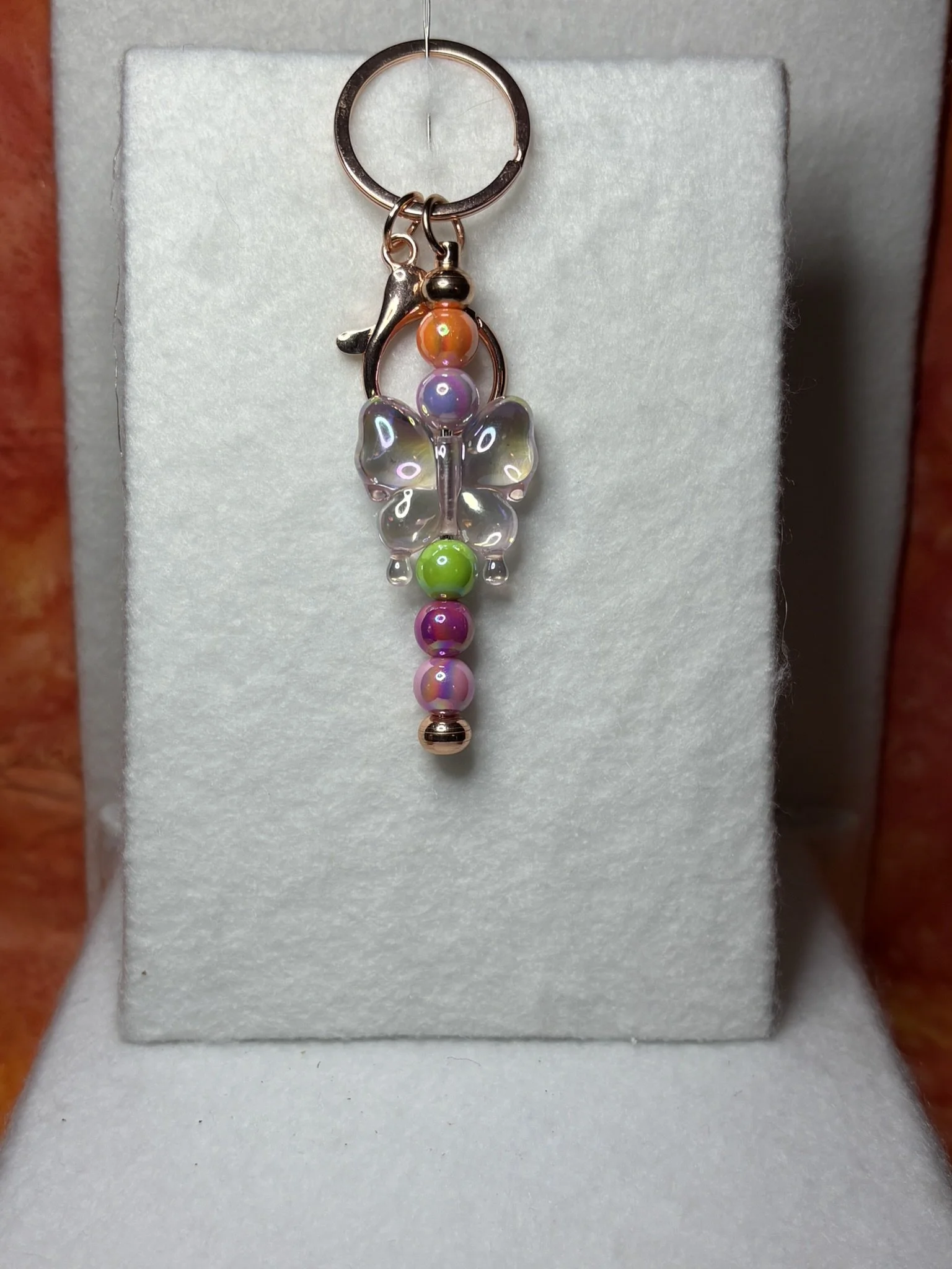 Radiant Rainbow Butterfly Keychain