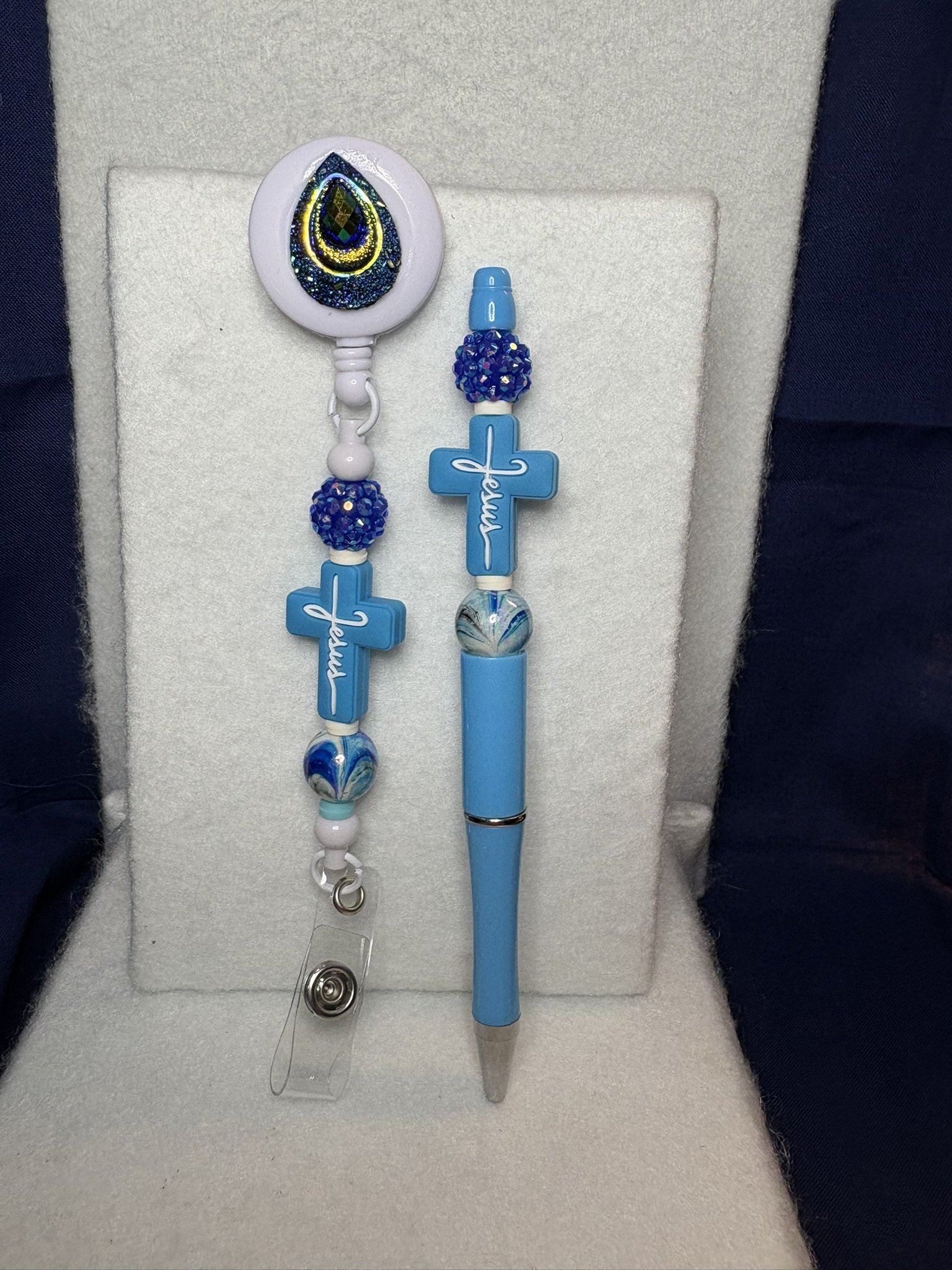 Blue Grace & Glory Badge Reel and Pen Set