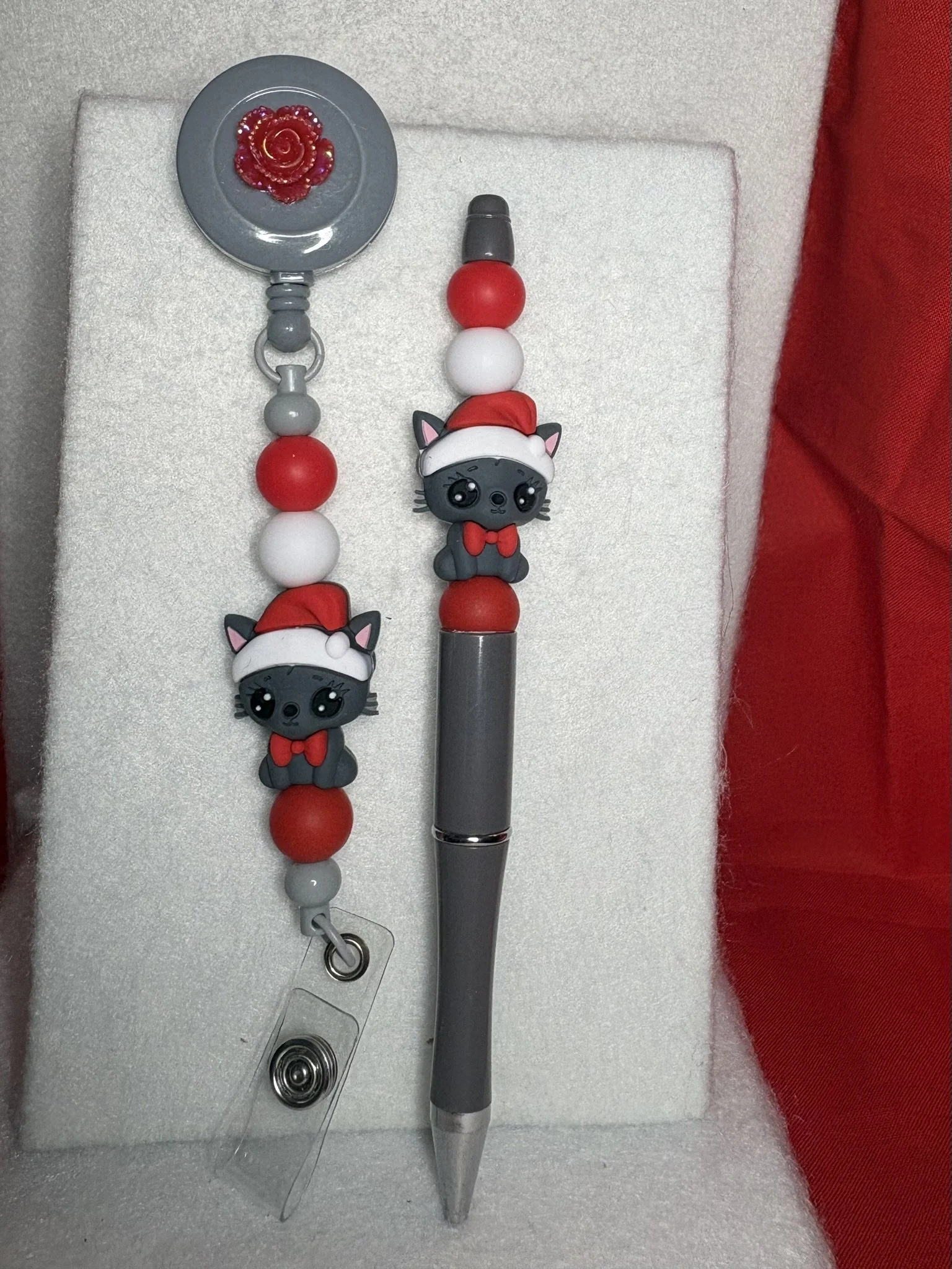 Purr-fectly Merry Badge Reel & Pen Set