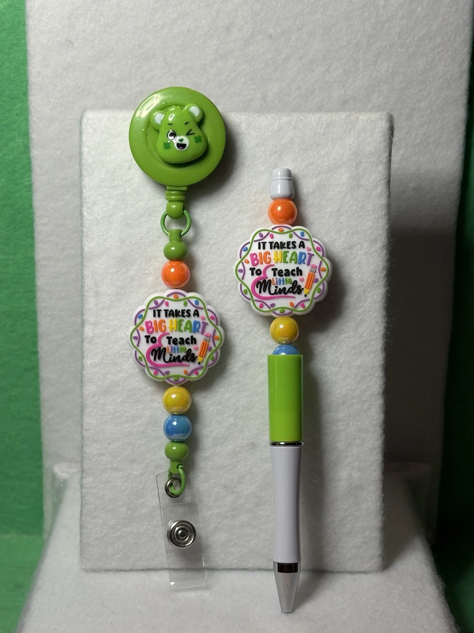 Good Luck Bear Care Bear Big Heart Little Minds Badge Reel & Pen Set