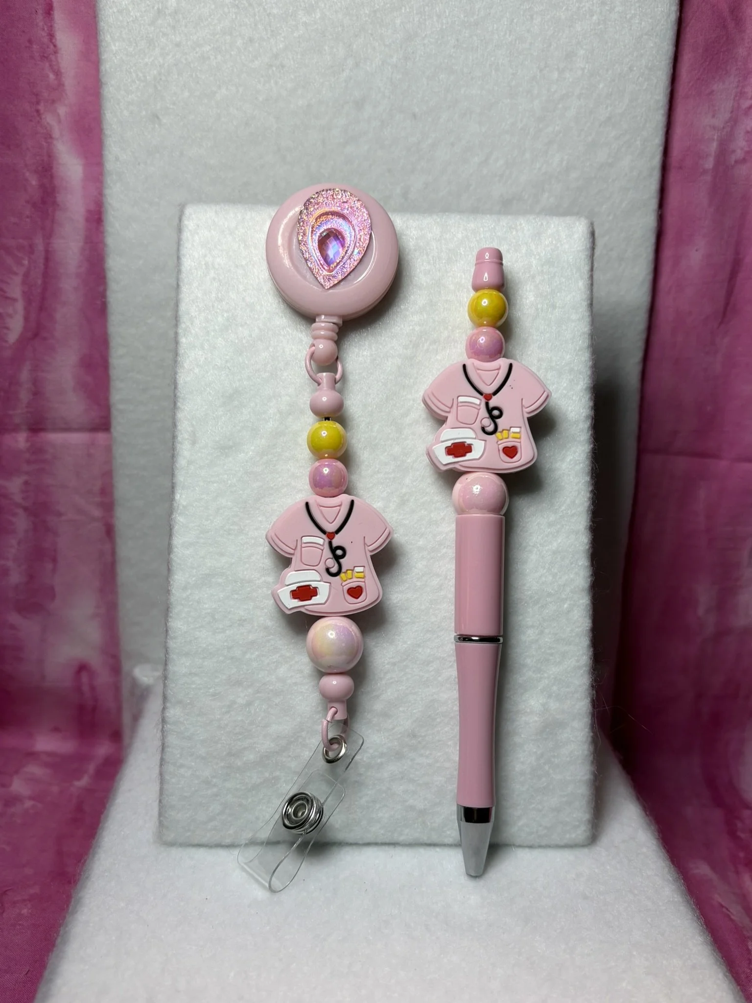 Pink Scrub Squad Badge Reel & Pen Set