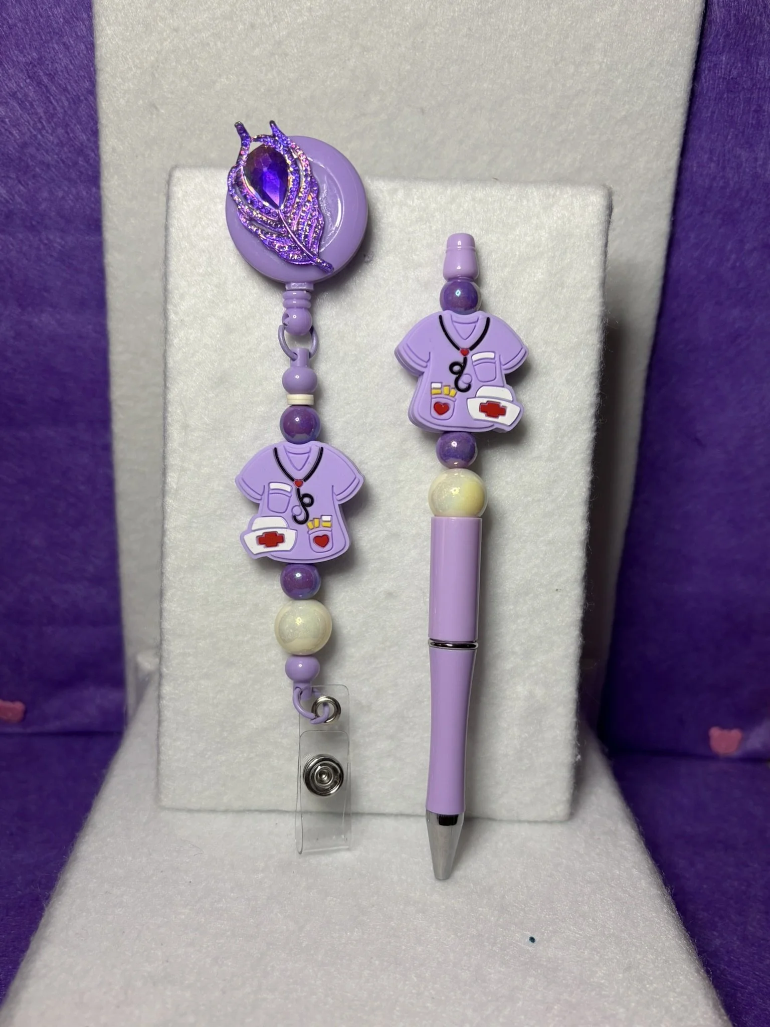 Purple Scrub Squad Badge Reel and Pen Set