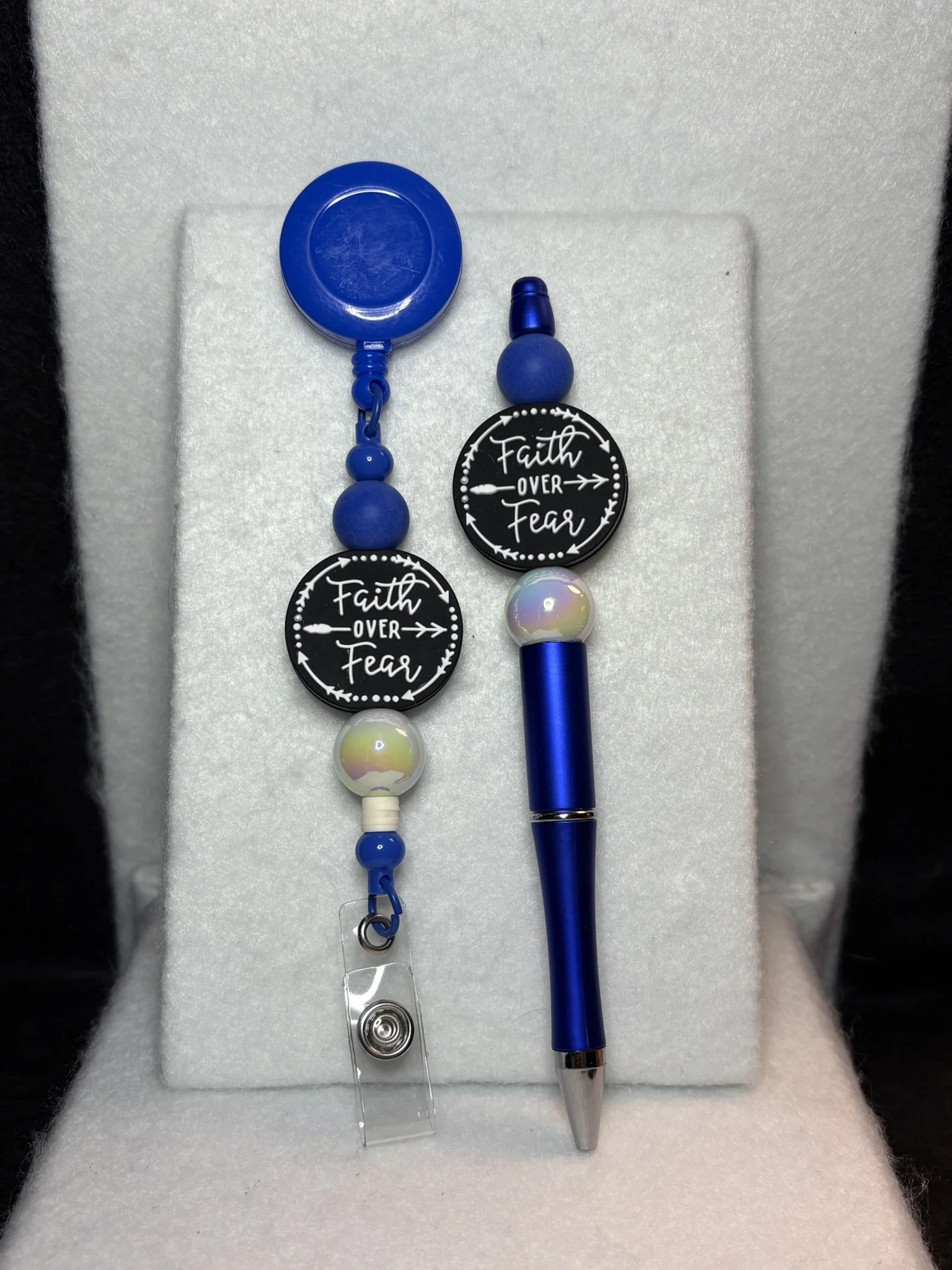 Written Plainly in Black & White Badge Reel and Pen Set