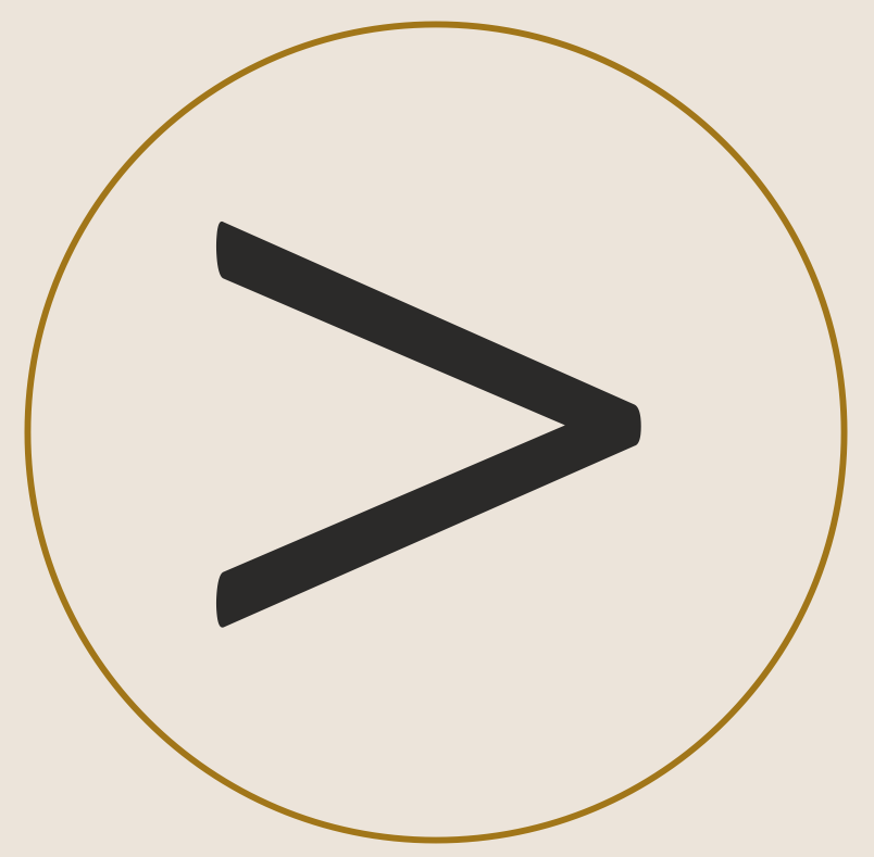 Play button icon with a beige background and a thin gold circle outline.