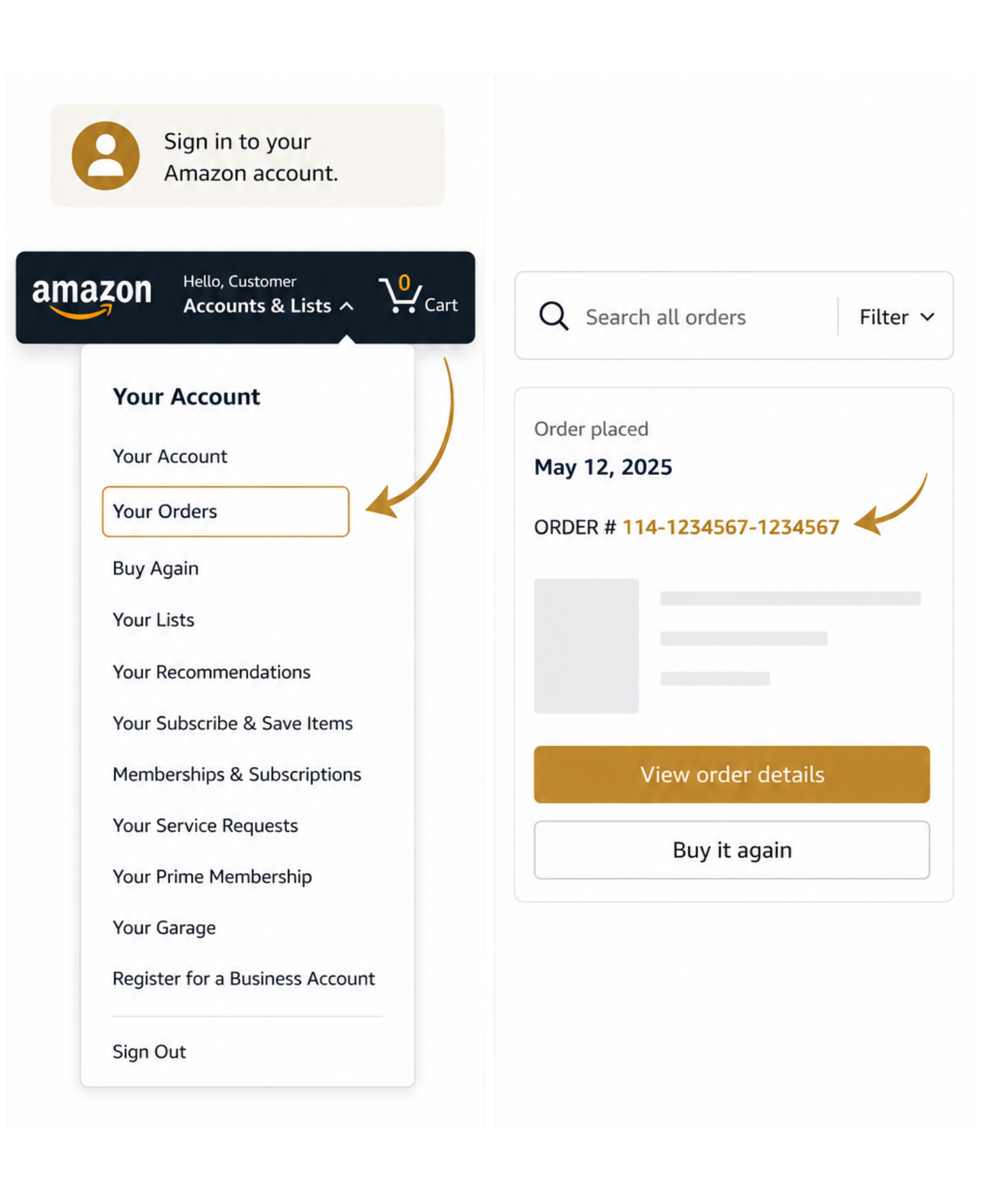 Amazon Order Number Dashboard