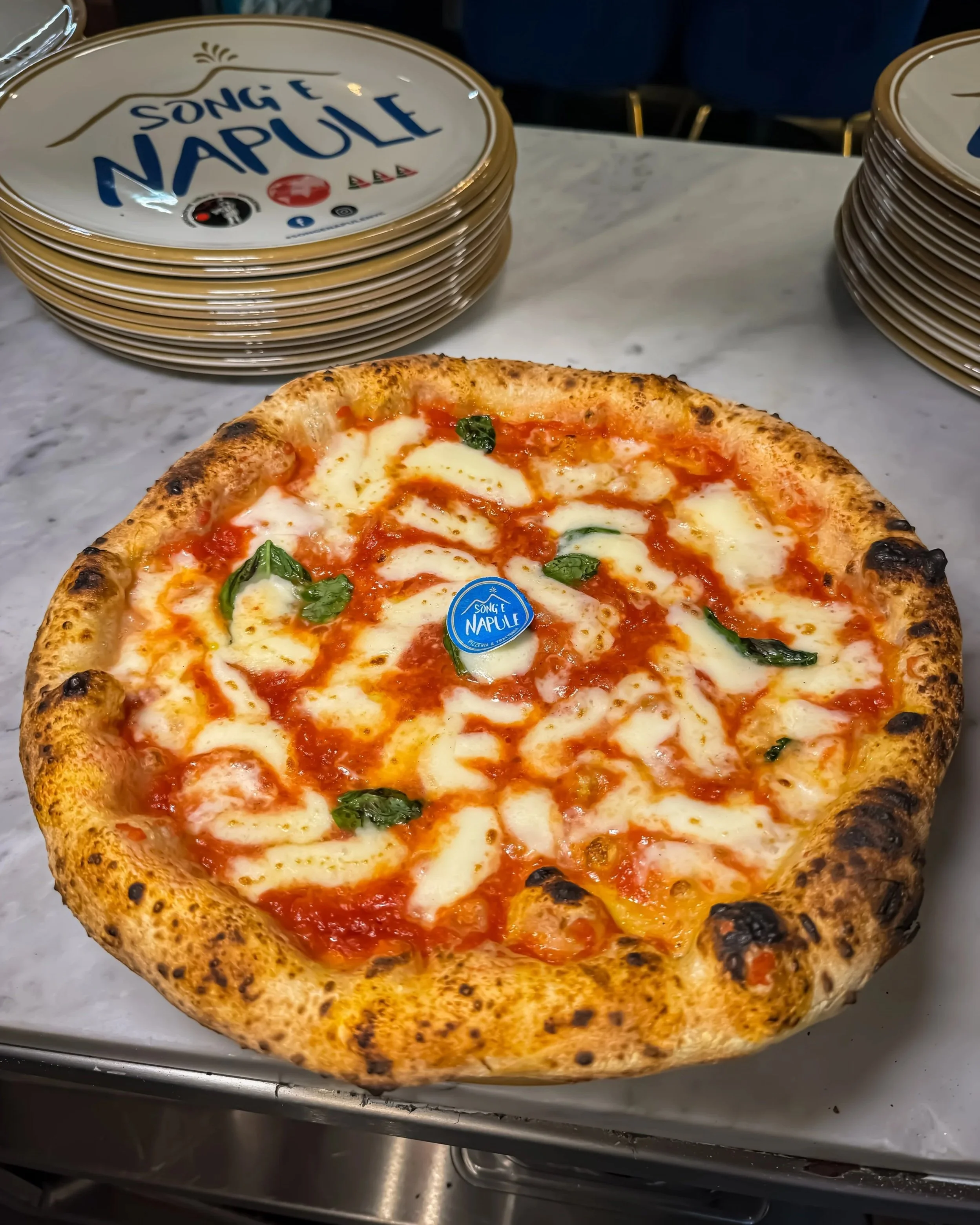A hero shot of our margherita pizza