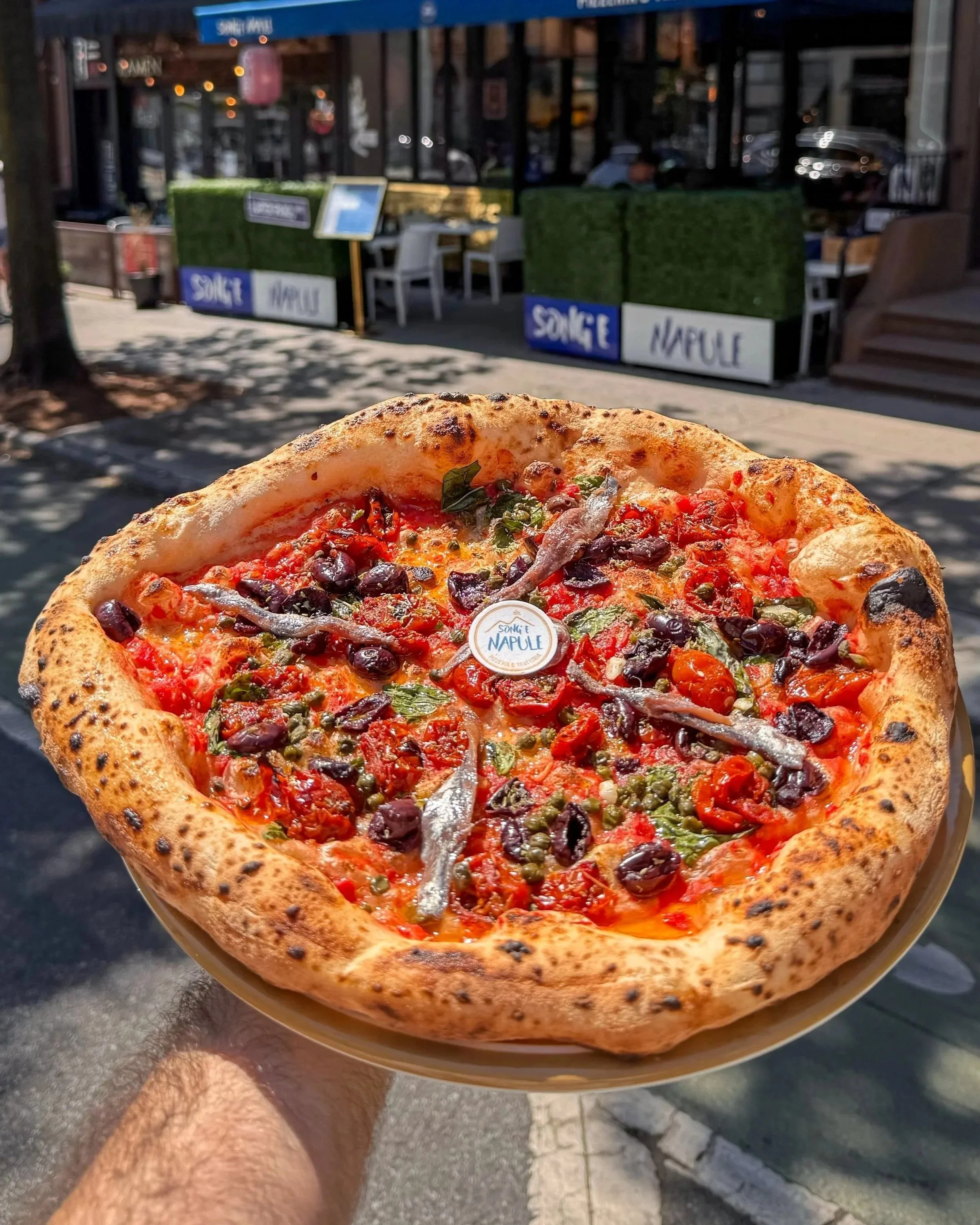 Pizza with anchovies at Song' e Napule Upper West
